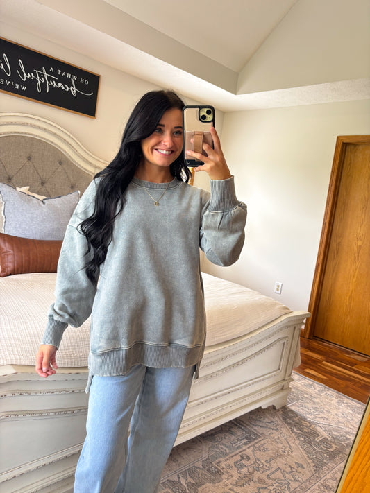 Ellie High Low Pullover- Ash Jade