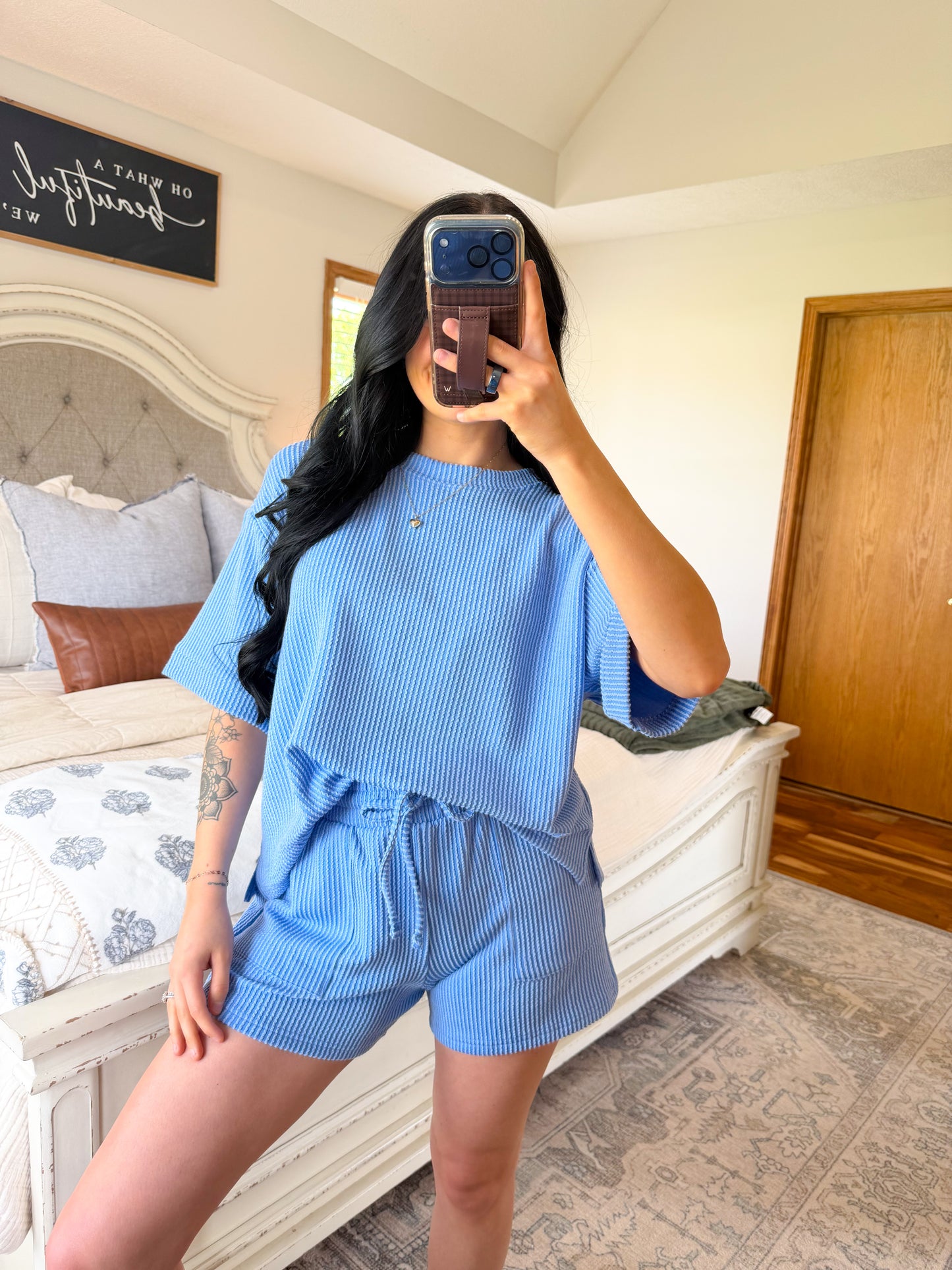 Everyday Ribbed Set- Blue