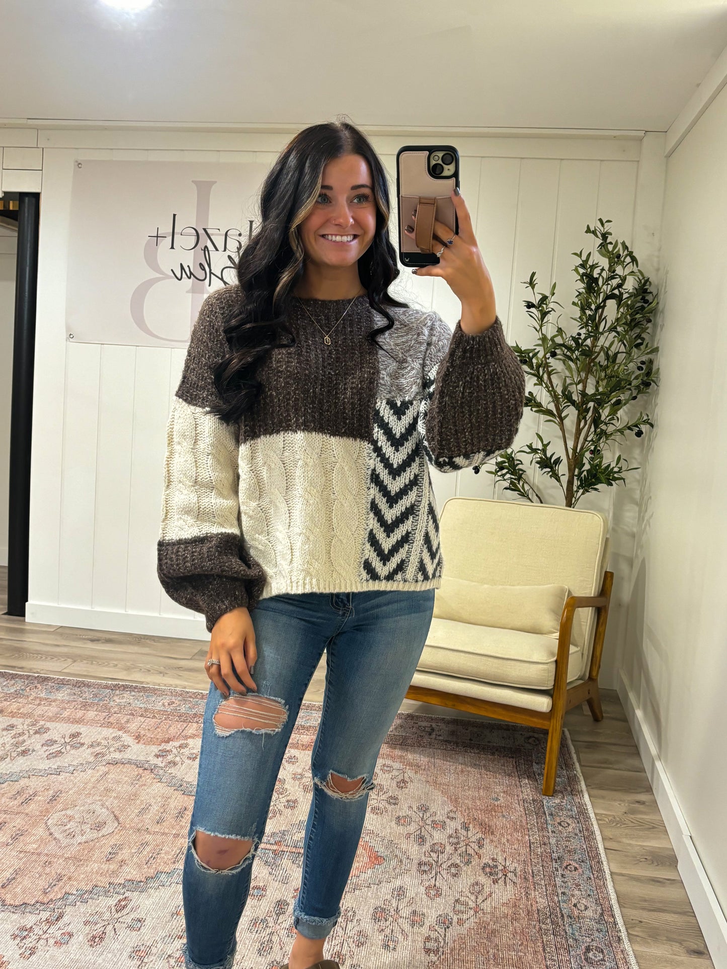 Colorblock Chevron Sweater