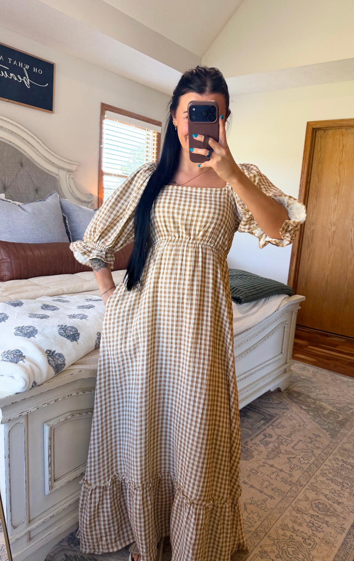 Harvest Gingham Maxi Dress