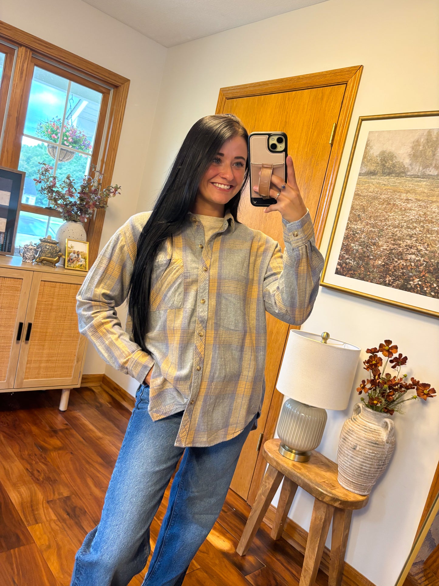 Saylor Flannel Top- Blueberry