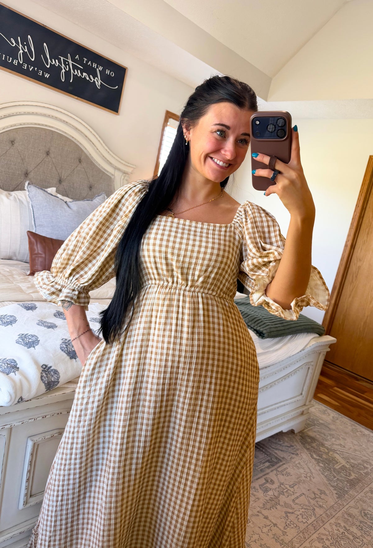 Harvest Gingham Maxi Dress