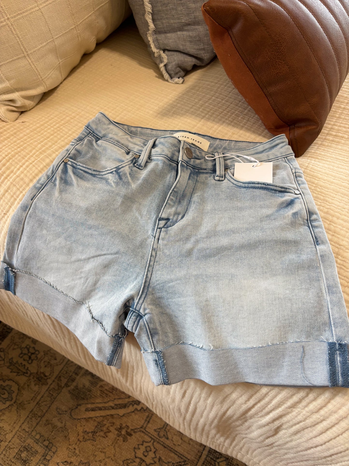 High Rise Cuffed Shorts- Light