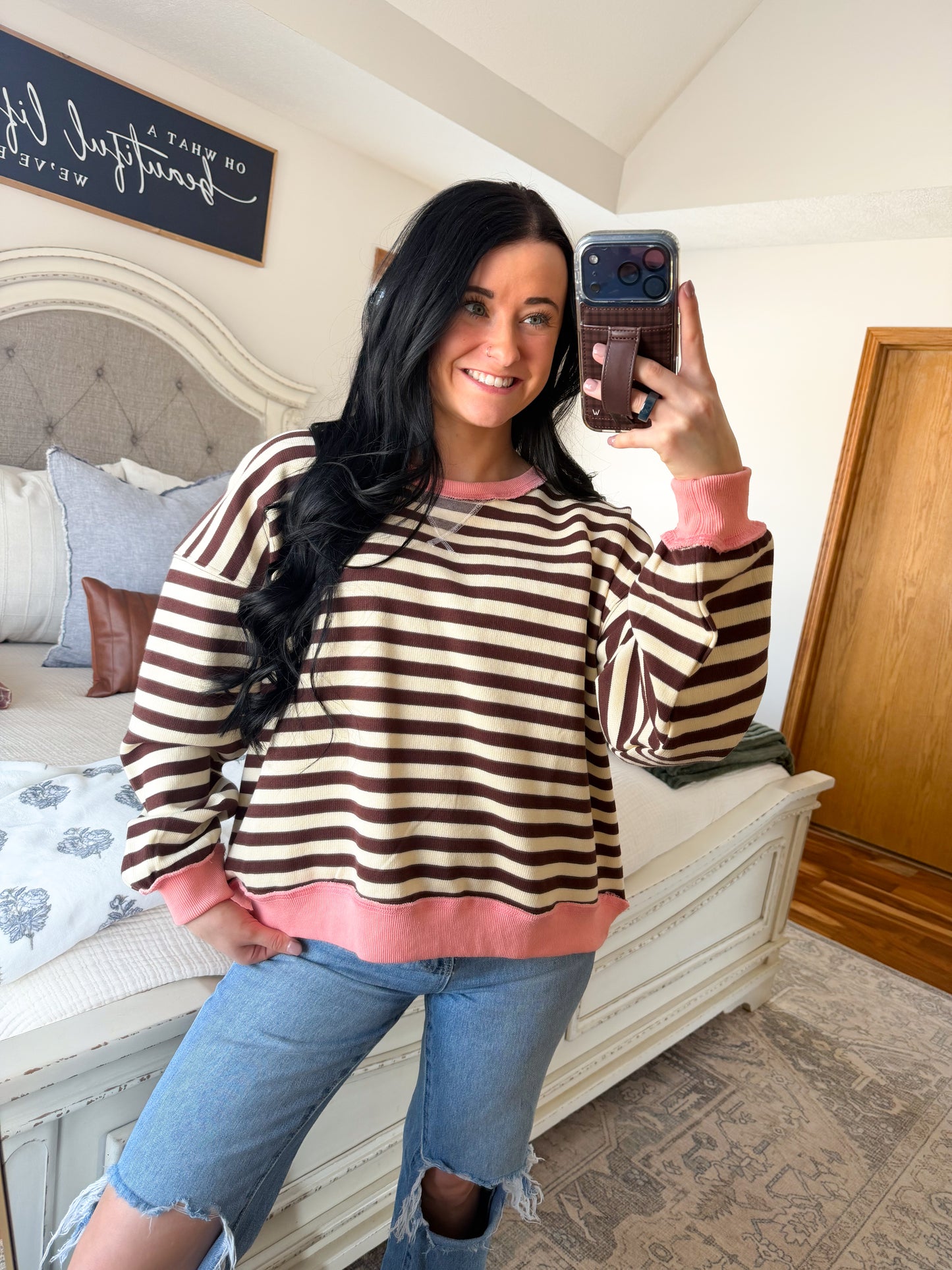 Pink Stripe Pullover