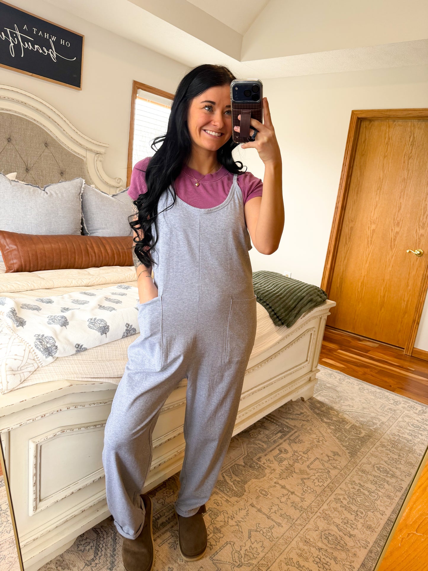 Hadley Jumpsuit- Heathered Grey