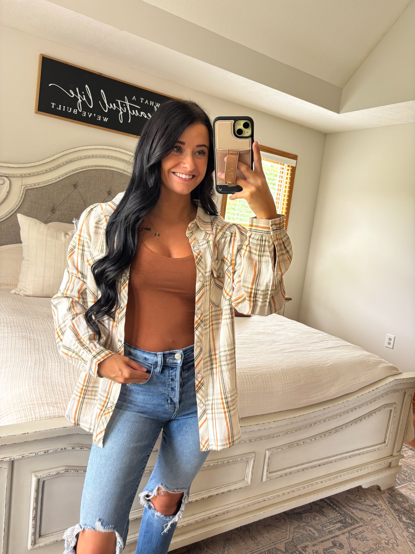 Snap Flannel Top- Ginger
