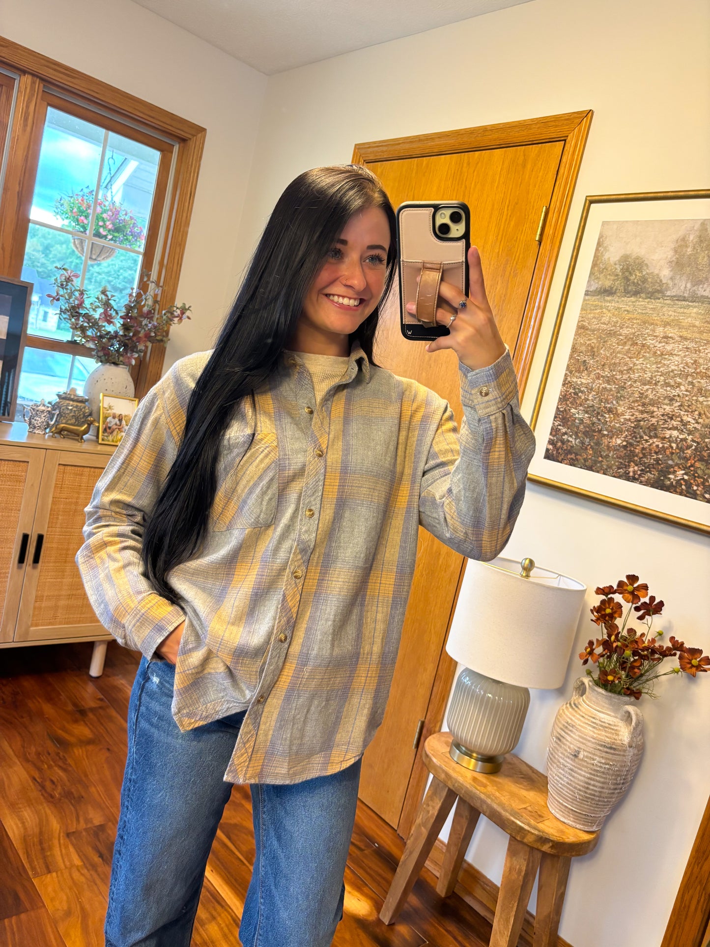 Saylor Flannel Top- Blueberry