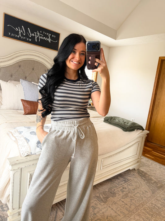 Striped Baby Tee- Navy