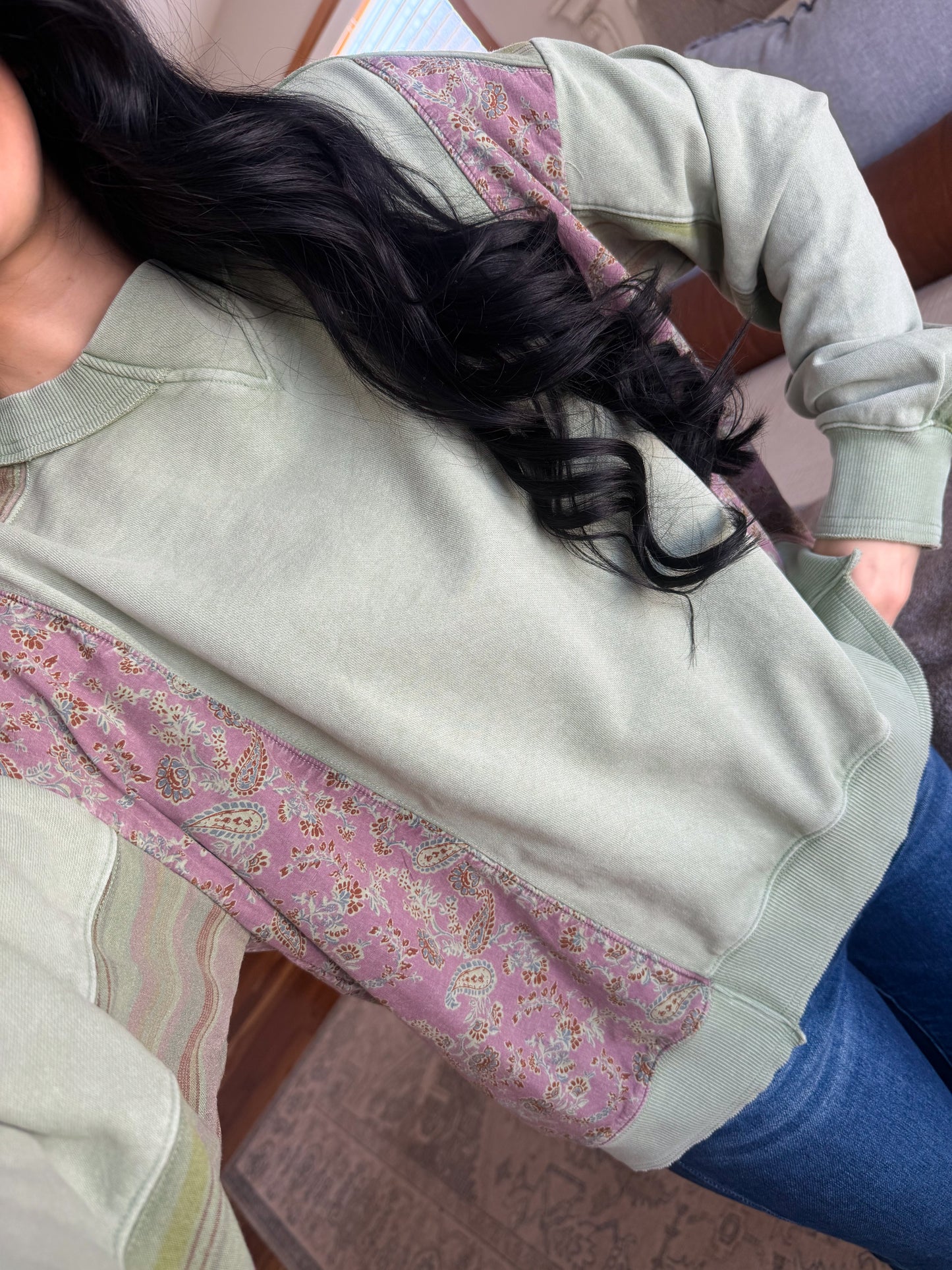 Sage Mixed Media Top
