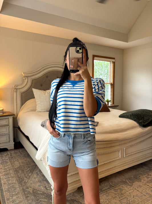 High Rise Cuffed Shorts- Light