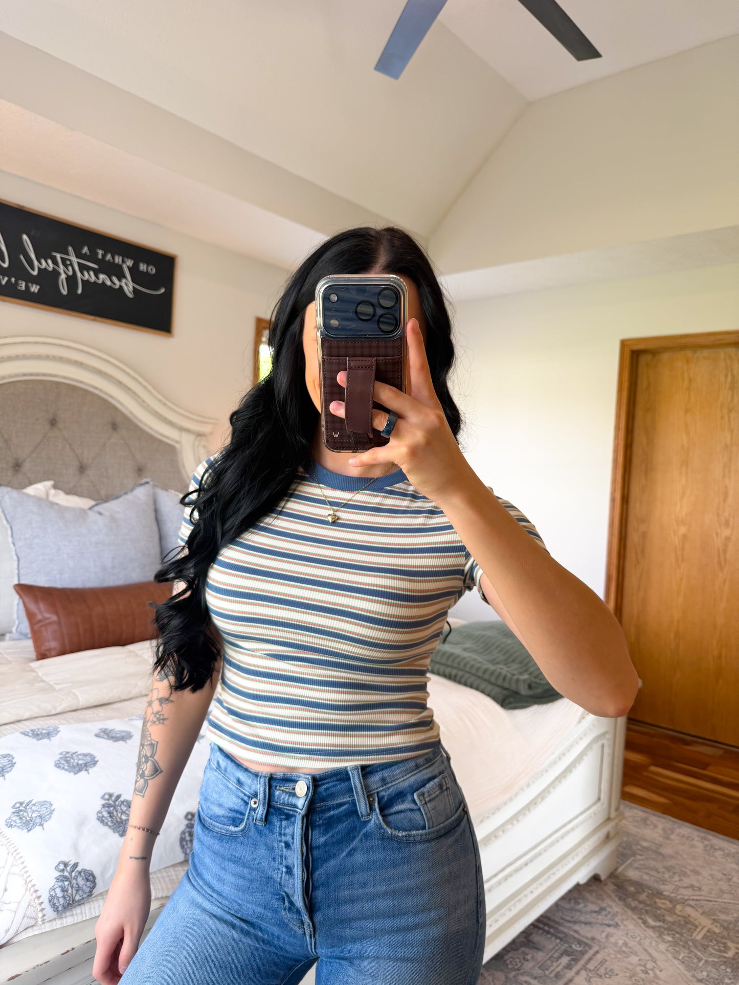 Striped Baby Tee- Blue