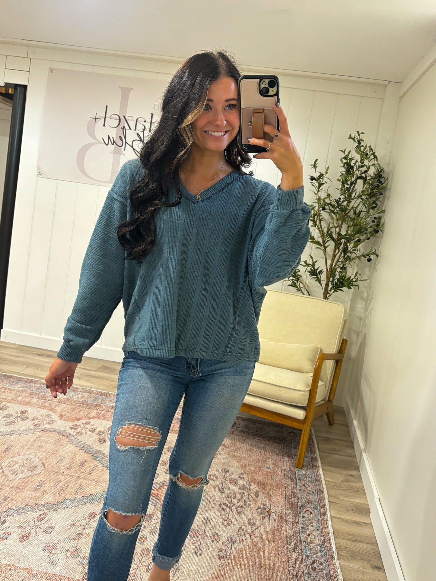 V Neck Knit Top