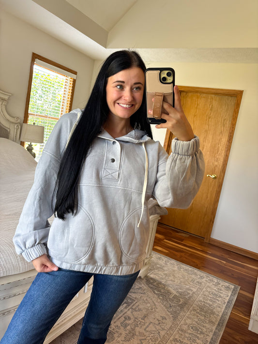 Hallie Sweatshirt- Grey *snap button is messed up*