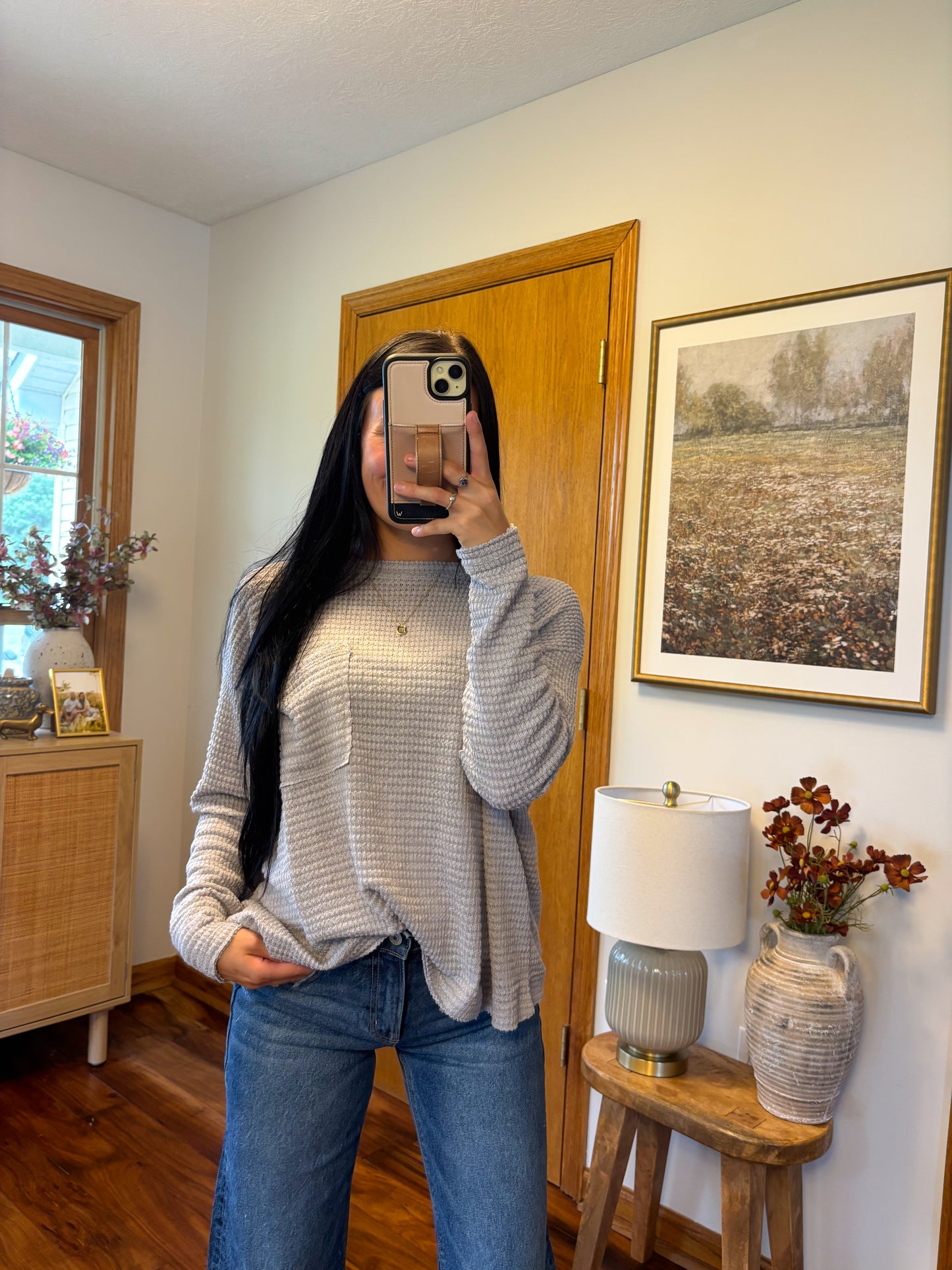 Everyday Basic Long Sleeve Top- Grey