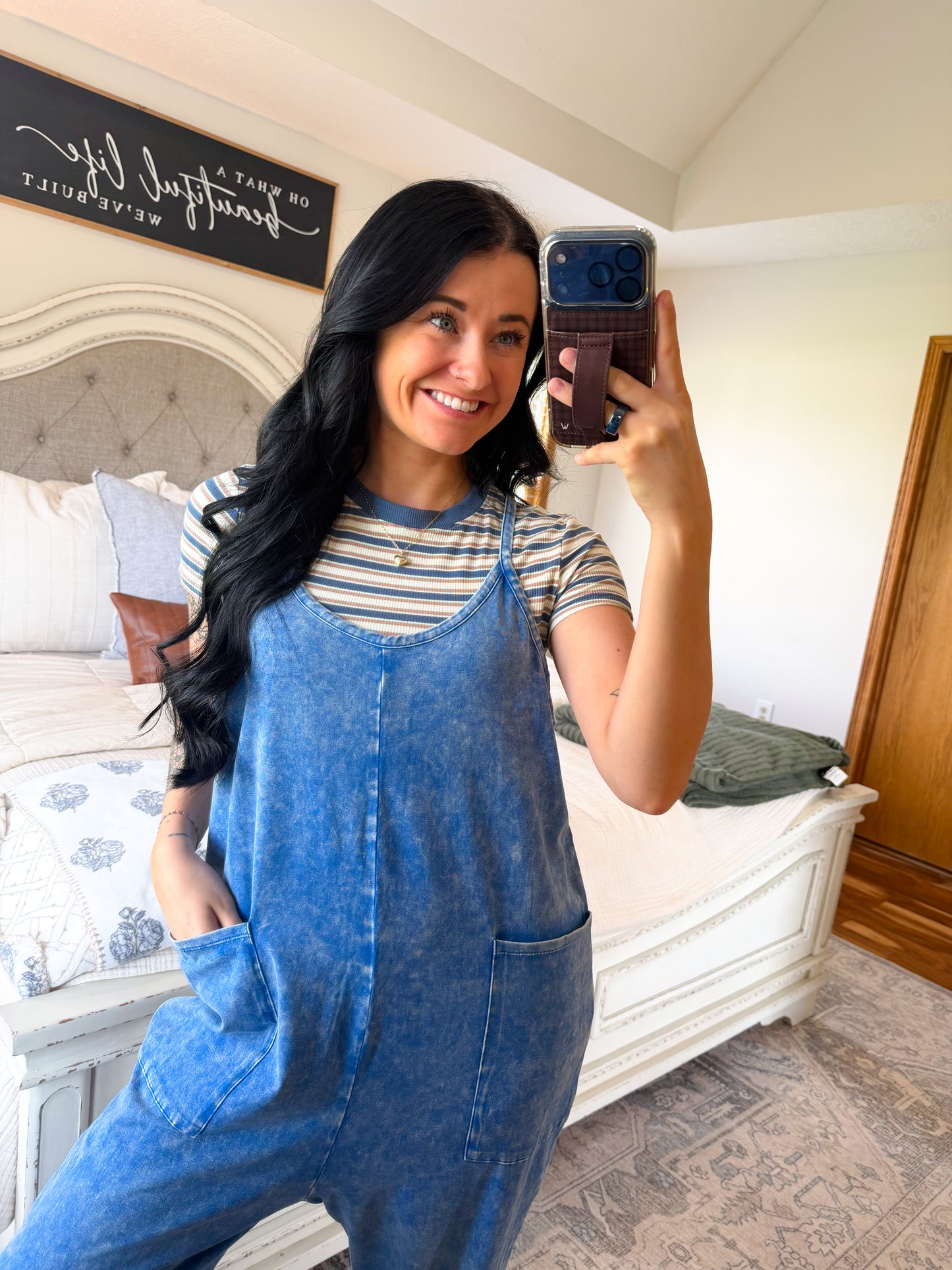 Hadley Mineral Washed Jumpsuit- Cool Blue