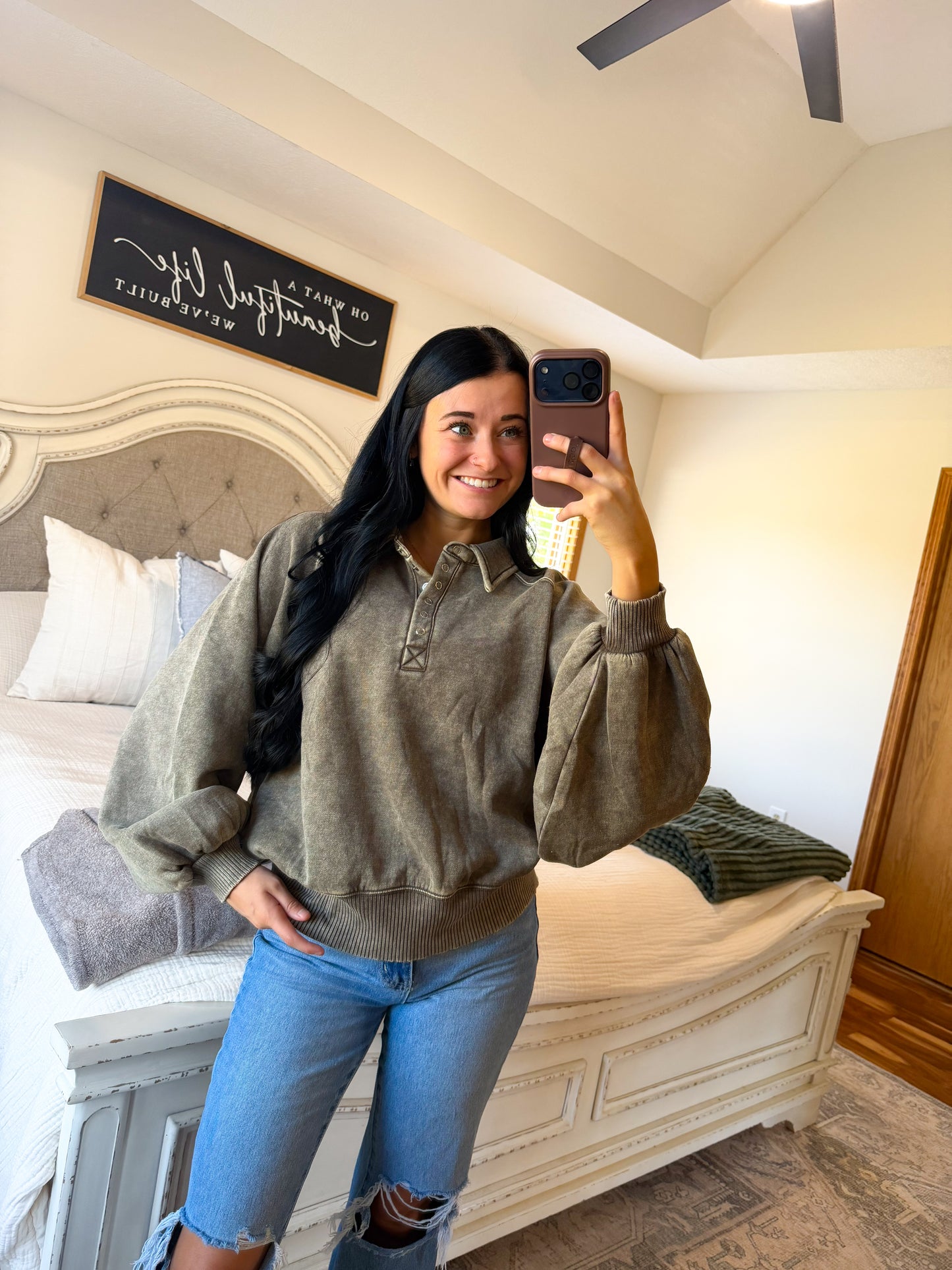 Blaire Fleece Pullover- Dk Olive