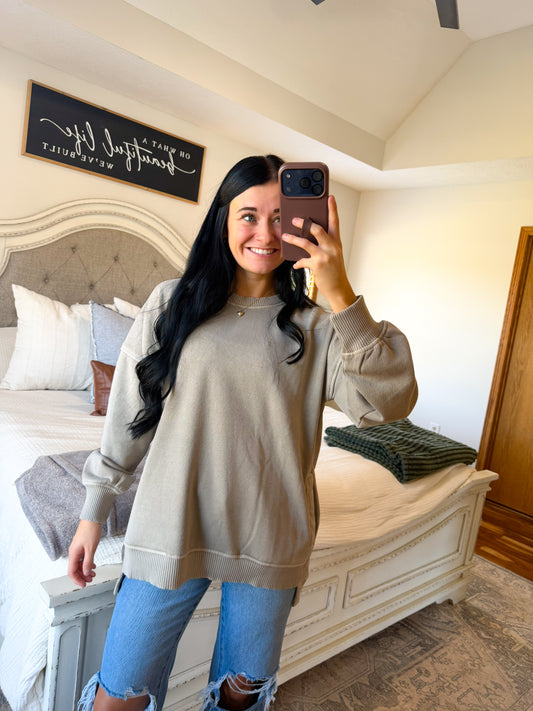 Ellie High Low Pullover- Ash Mocha