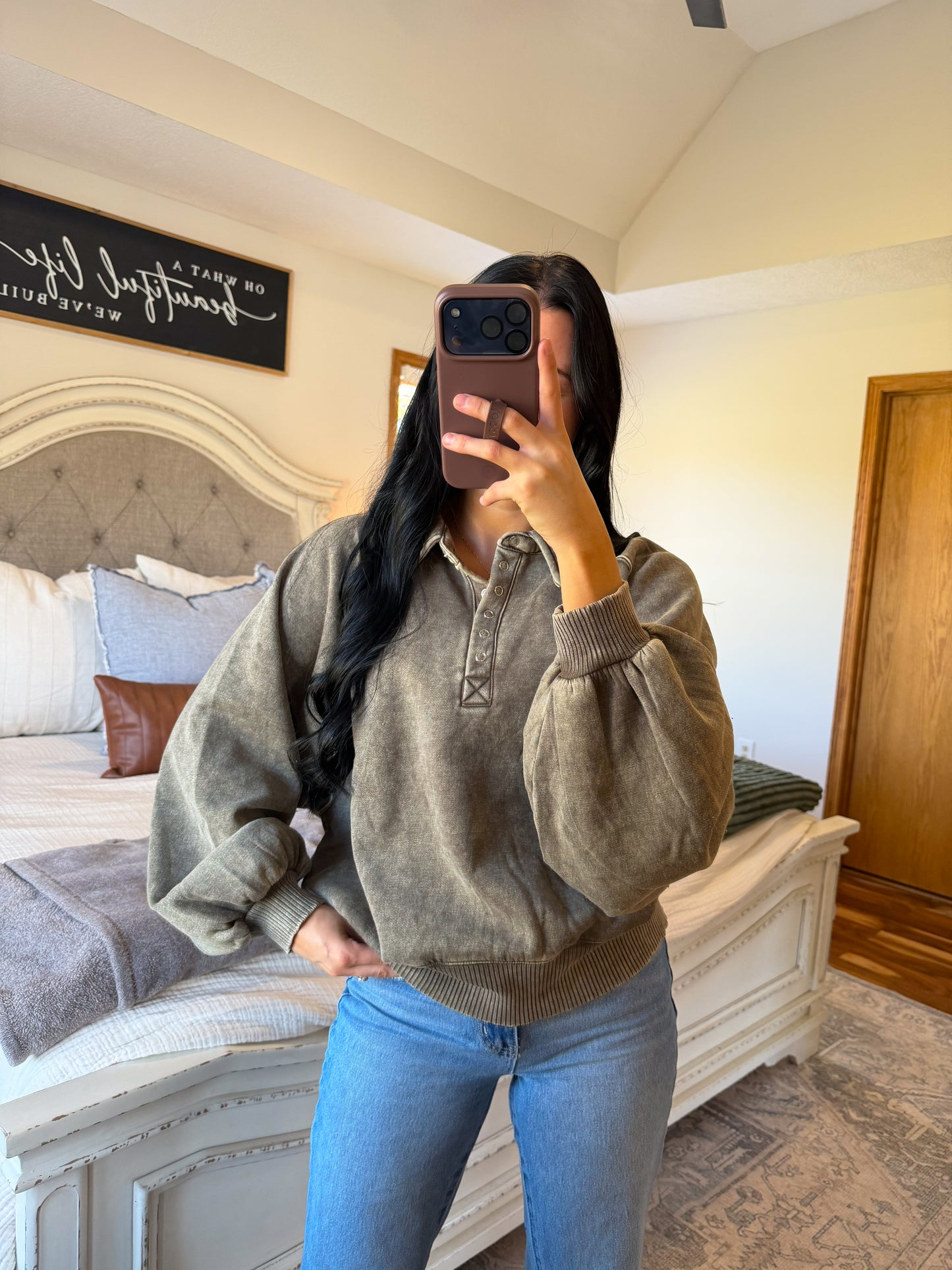 Blaire Fleece Pullover- Dk Olive