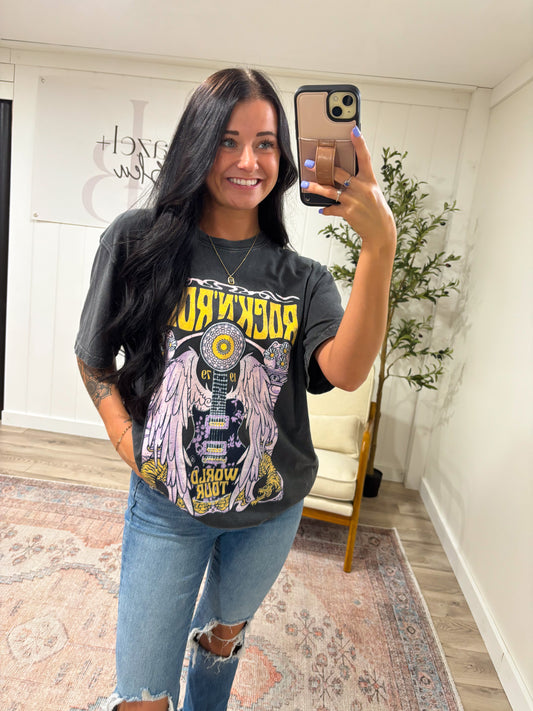 Rock N Roll Graphic Tee- Ash Black