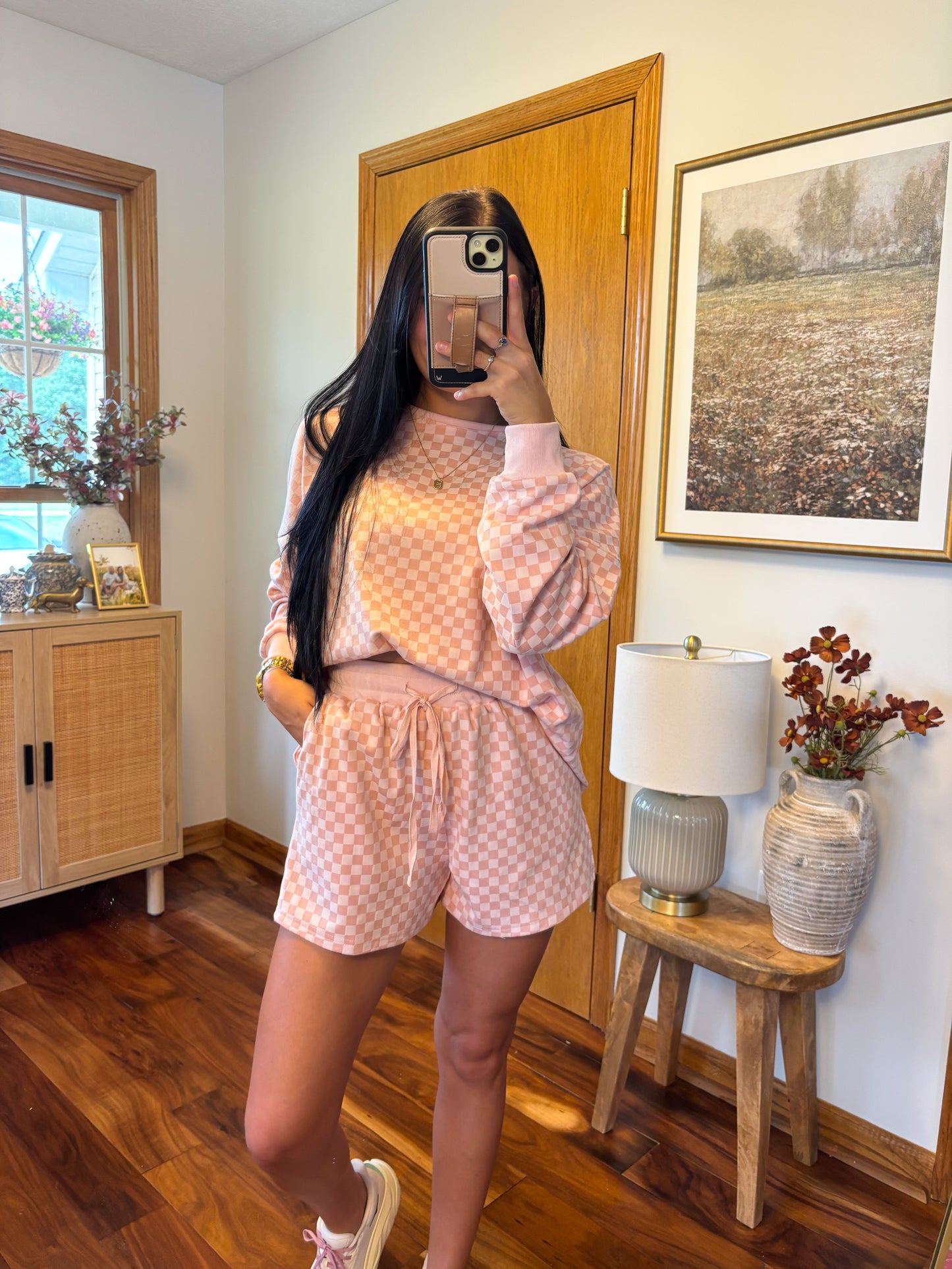 Checkered Set- Blush Pink