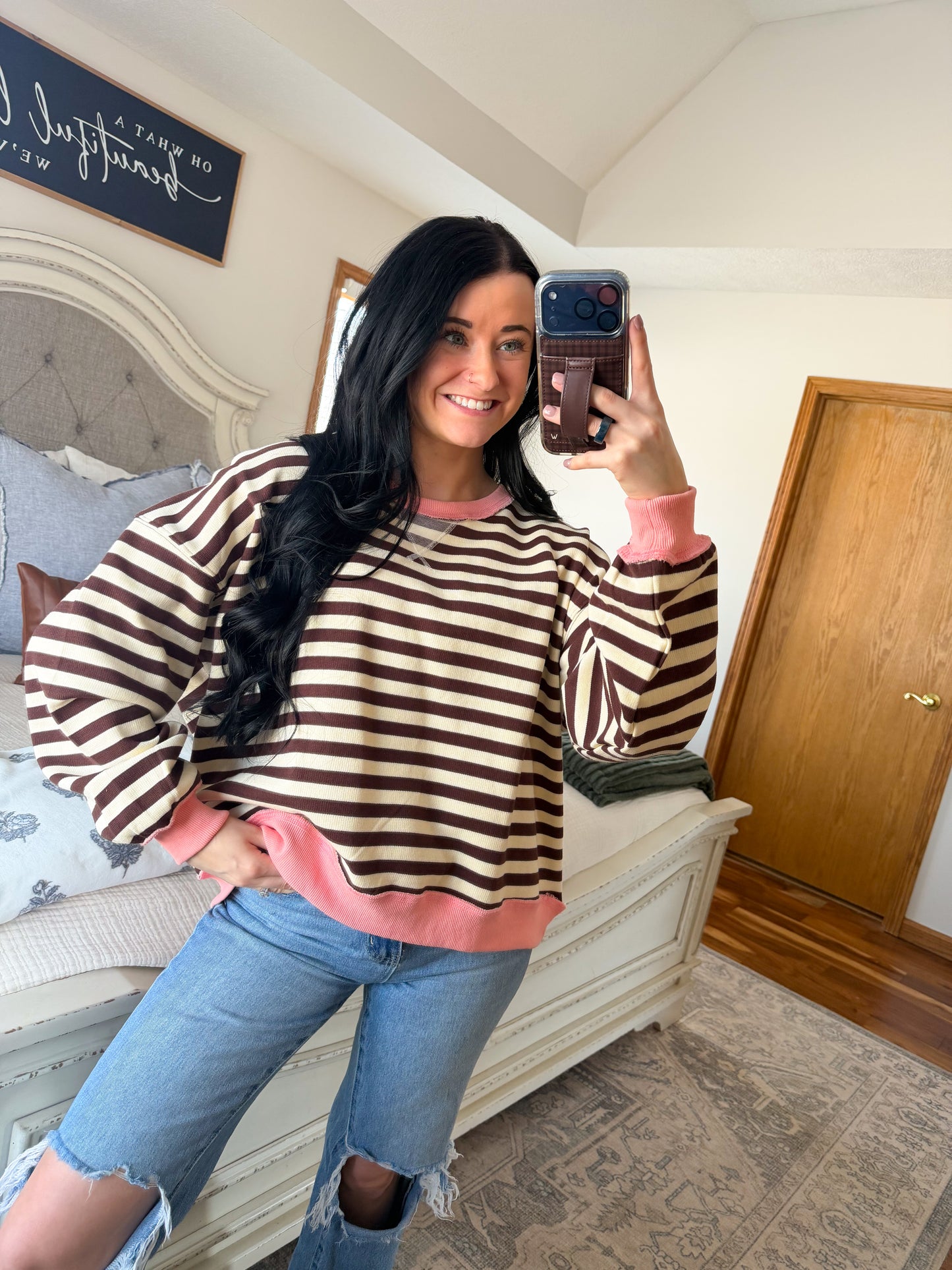 Pink Stripe Pullover