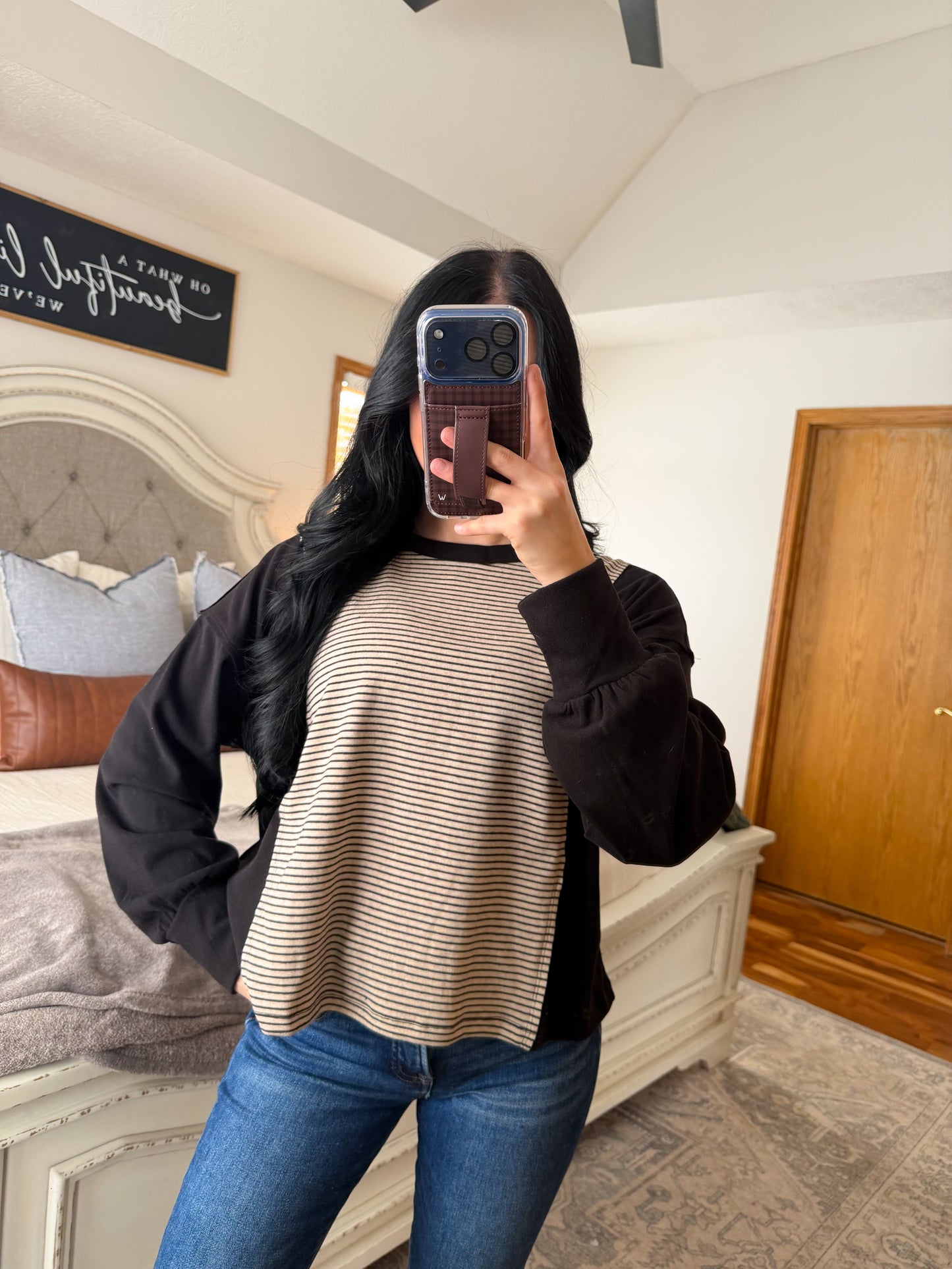 Lacey Long Sleeve Mixed Top