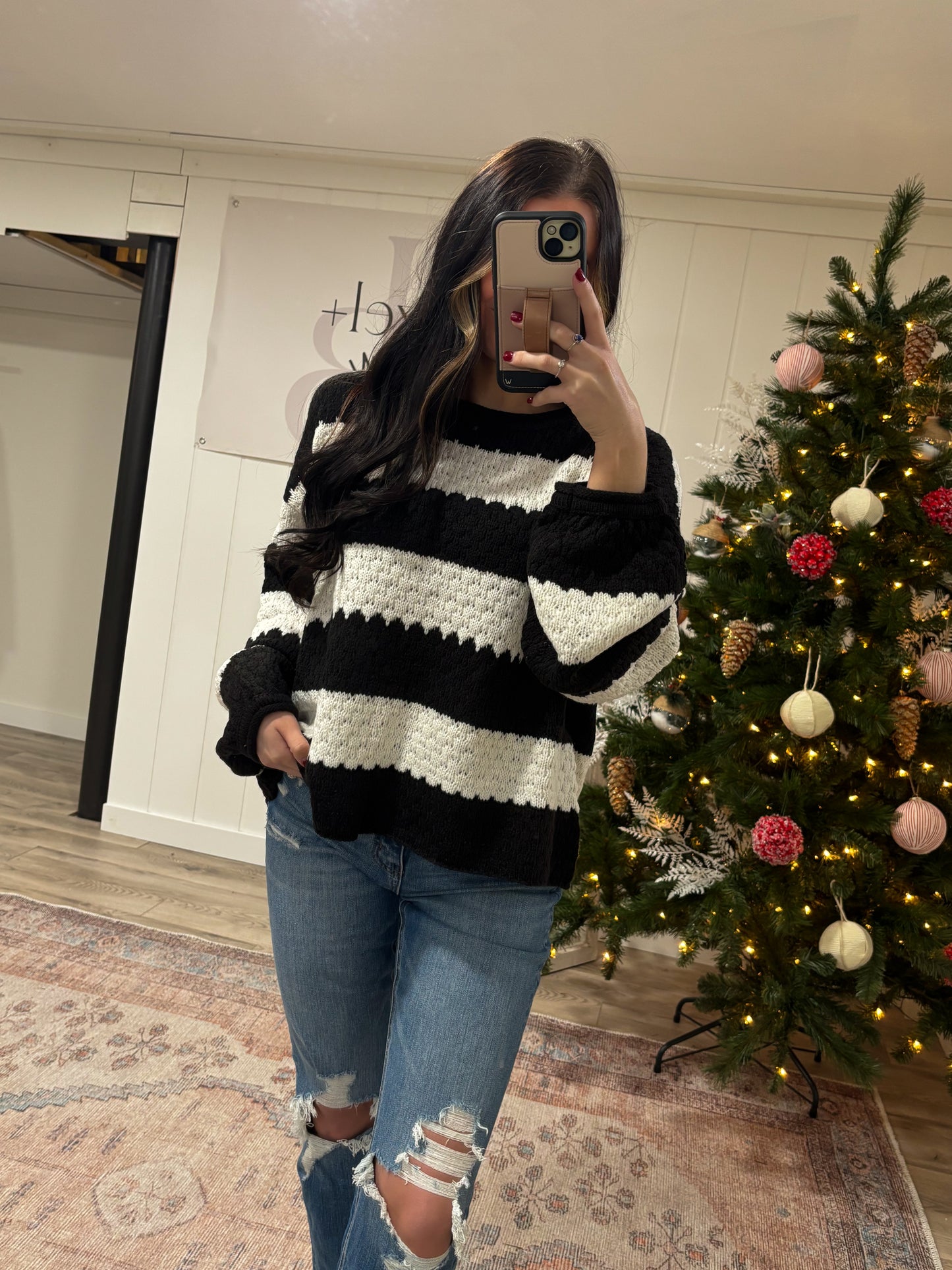 Cameron Striped Sweater- Black/White