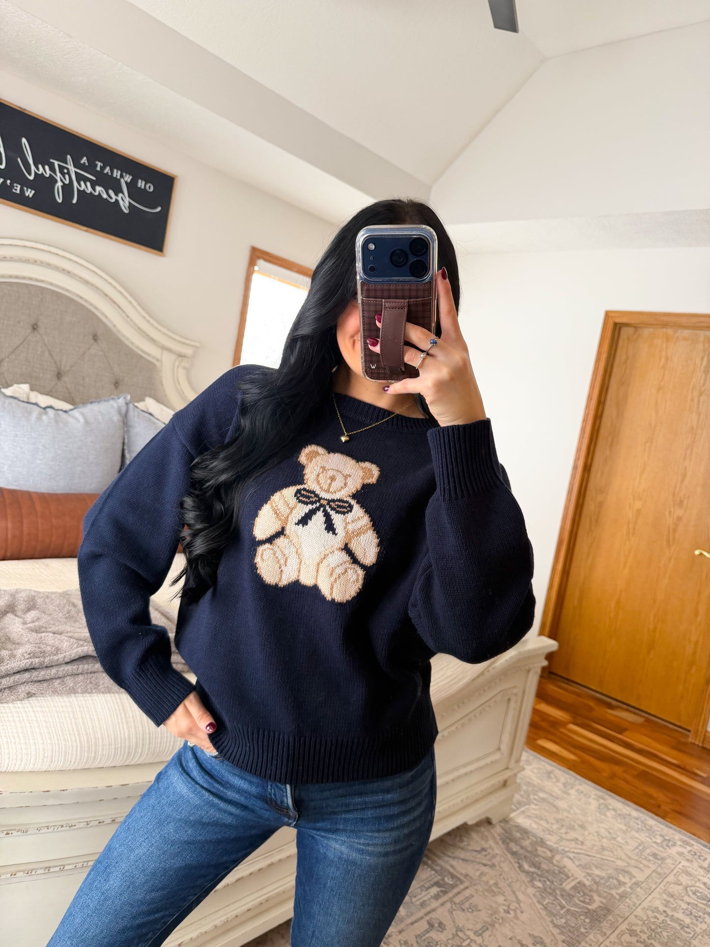 Teddy Bear Sweater- Navy