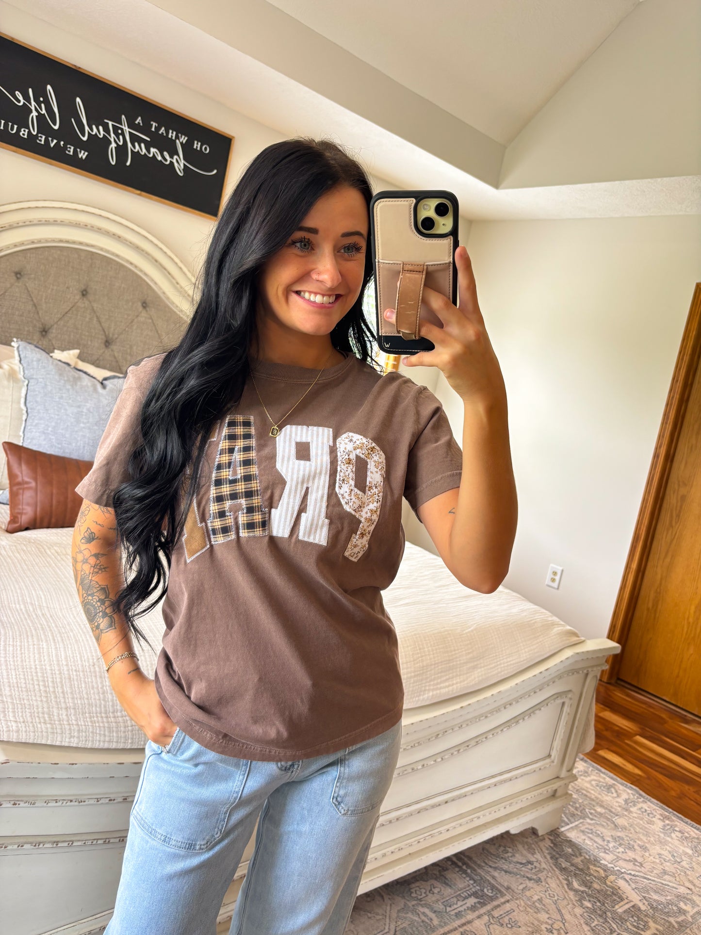 Pray Graphic Tee- Espresso