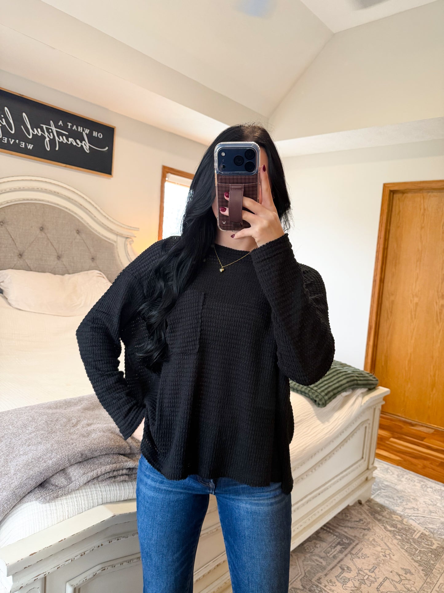 Everyday Basic Long Sleeve Top- Black