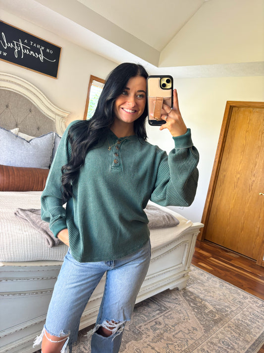 Lottie Henley Top- Hunter Green