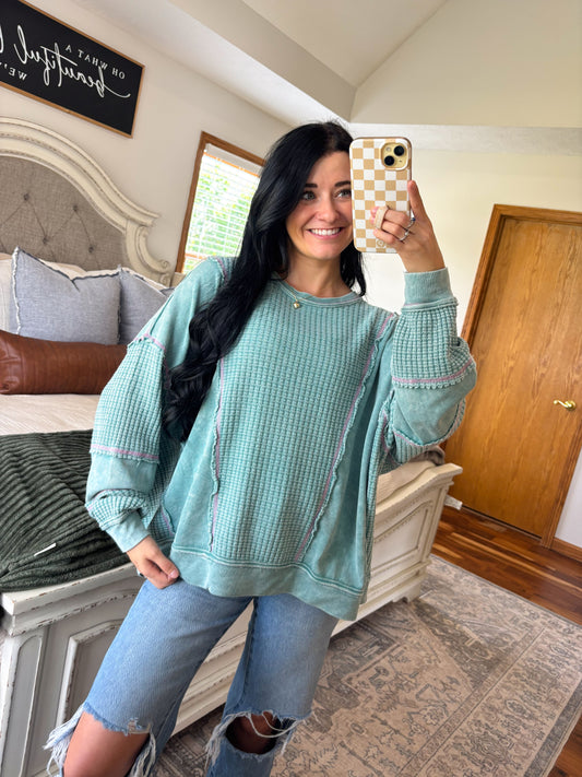 Laney Pullover- Faded Teal