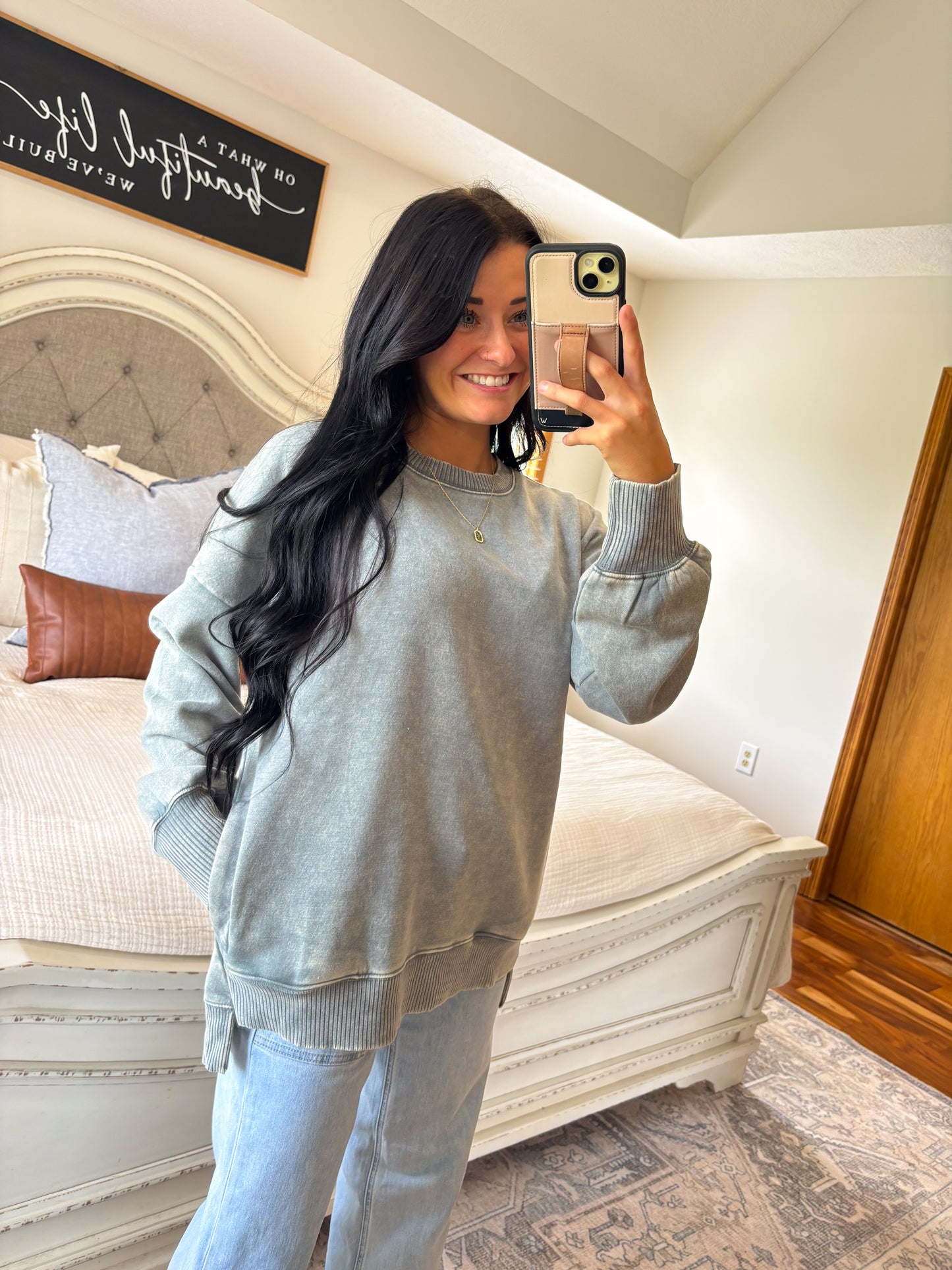 Ellie High Low Pullover- Ash Jade