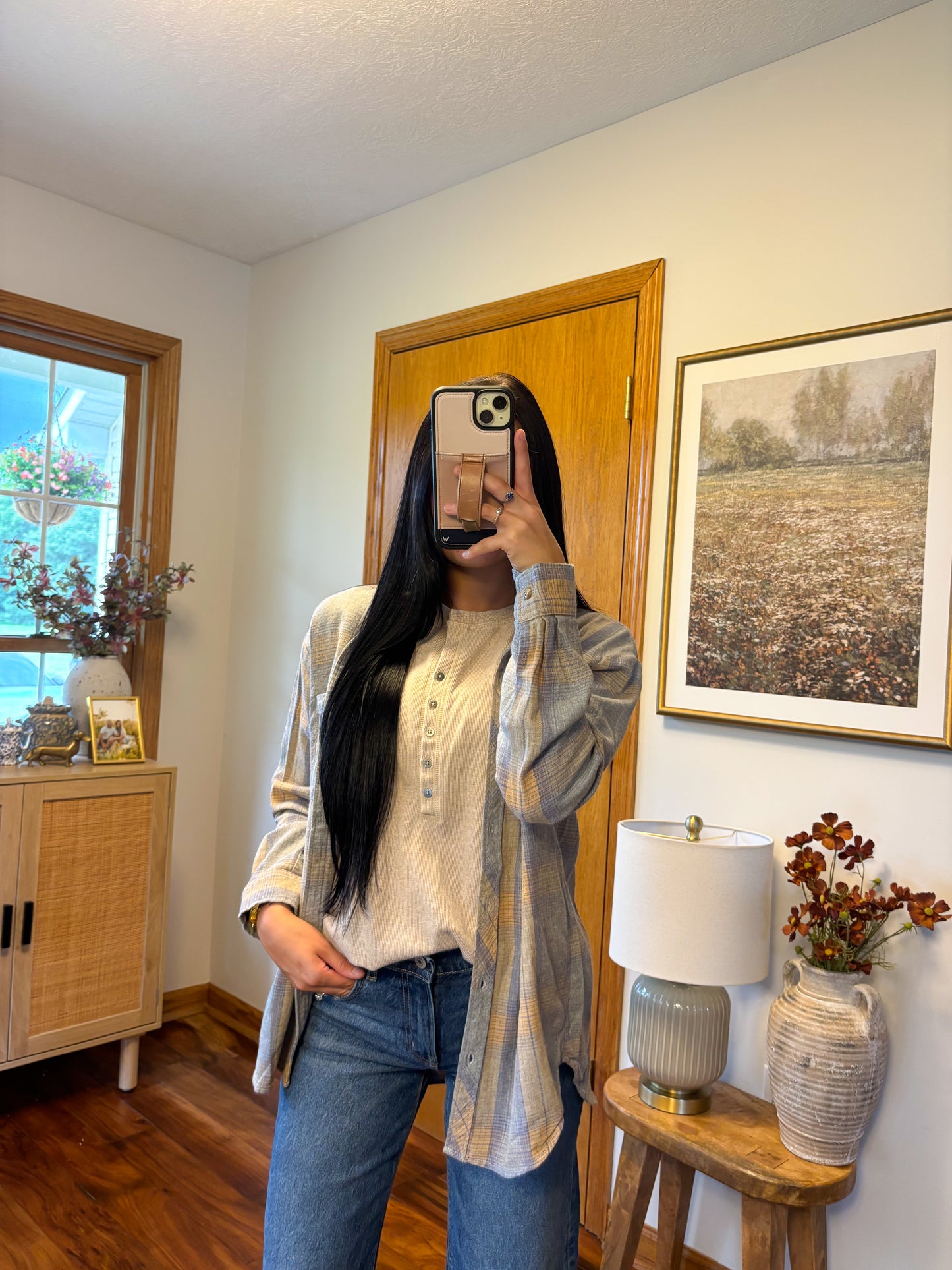 Saylor Flannel Top- Blueberry