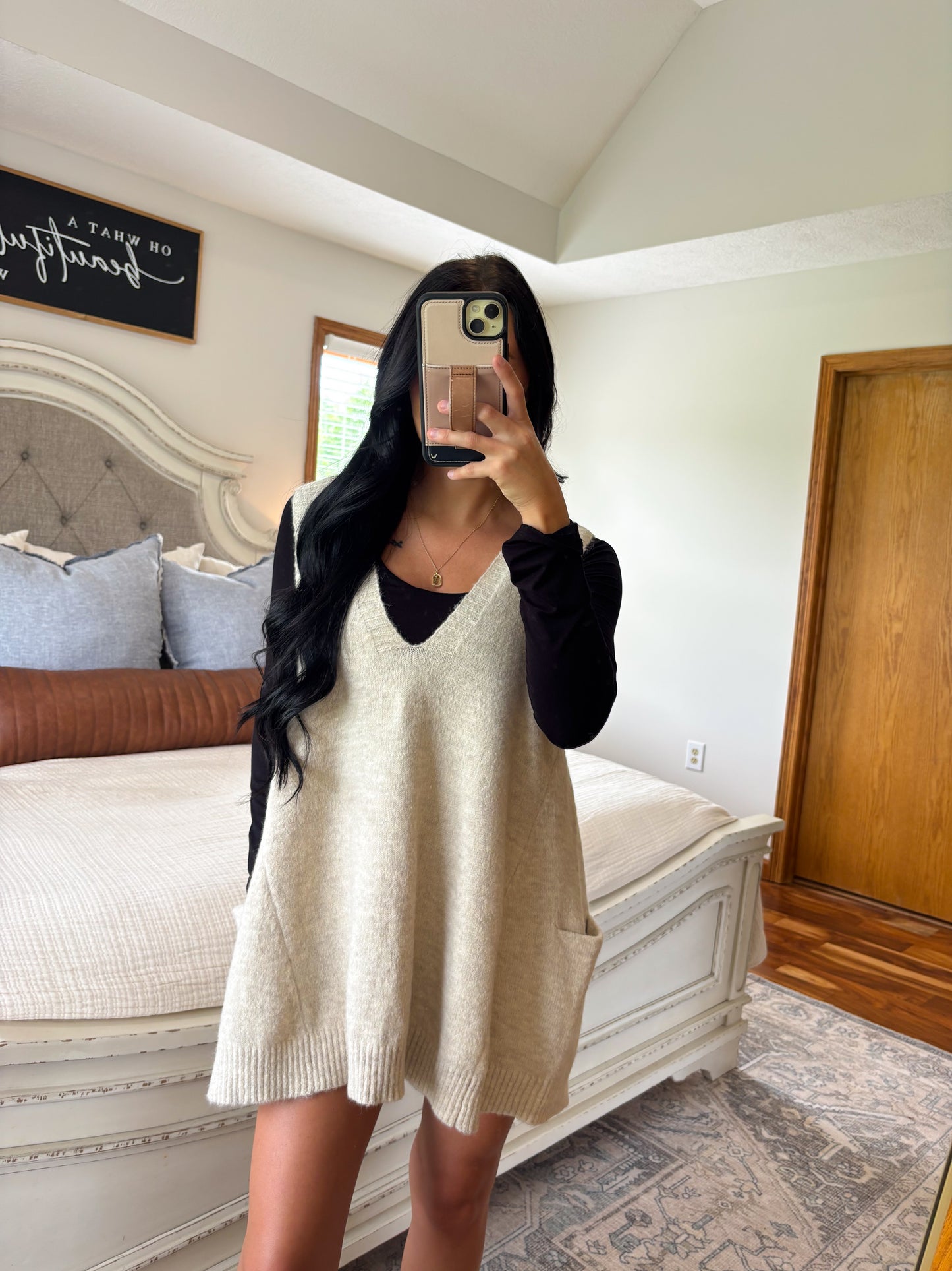 Knit Sweater Vest- Beige