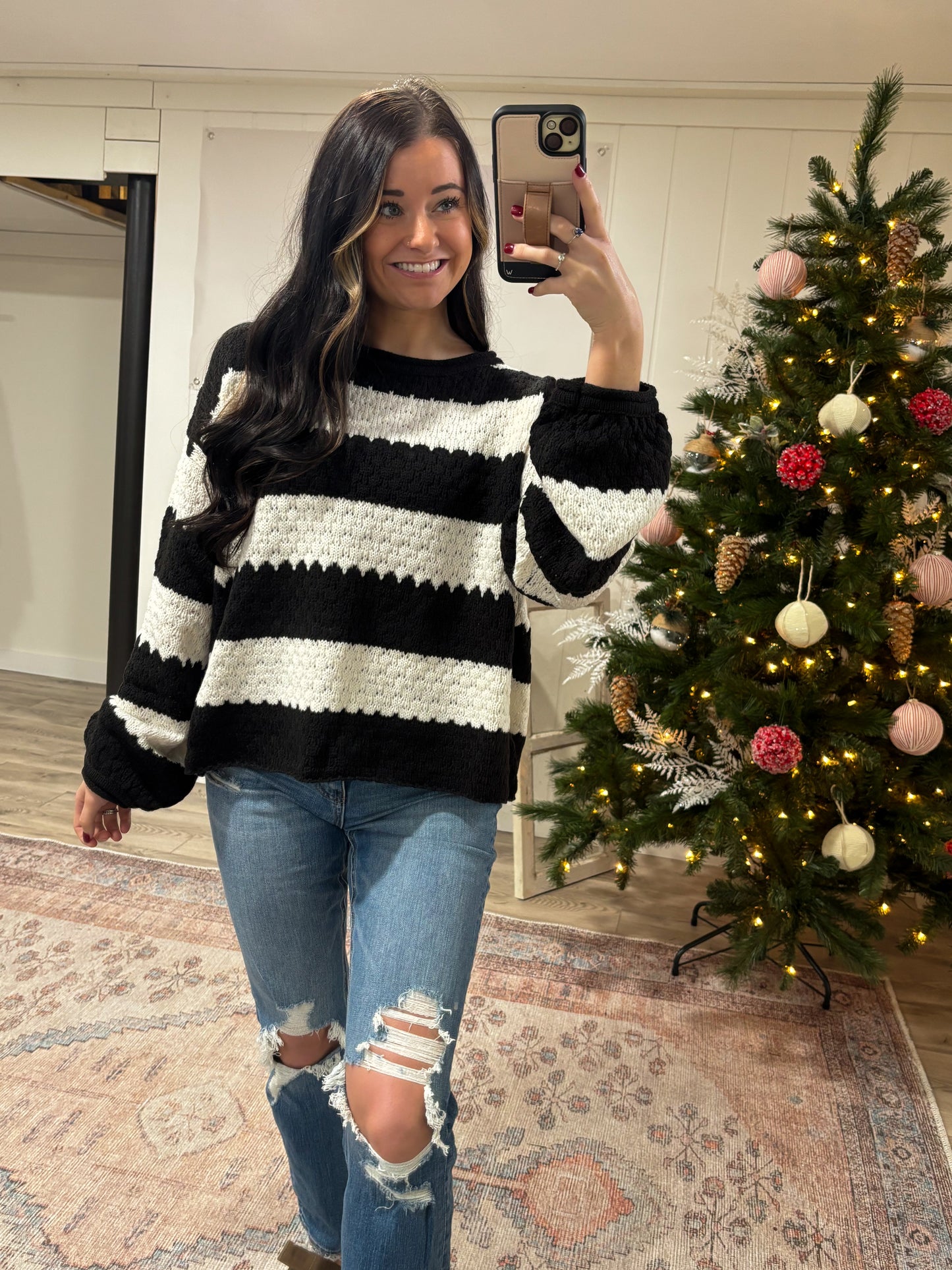 Cameron Striped Sweater- Black/White