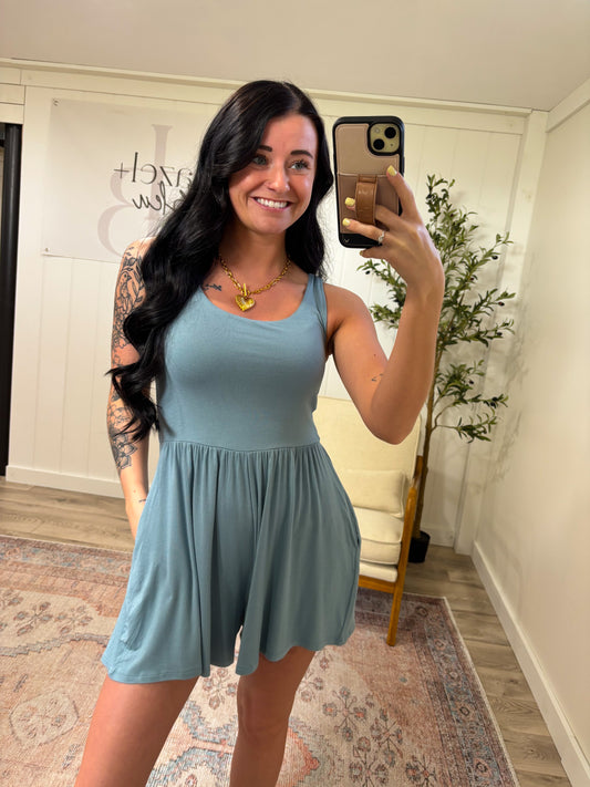 Summer Romper- Blue Grey