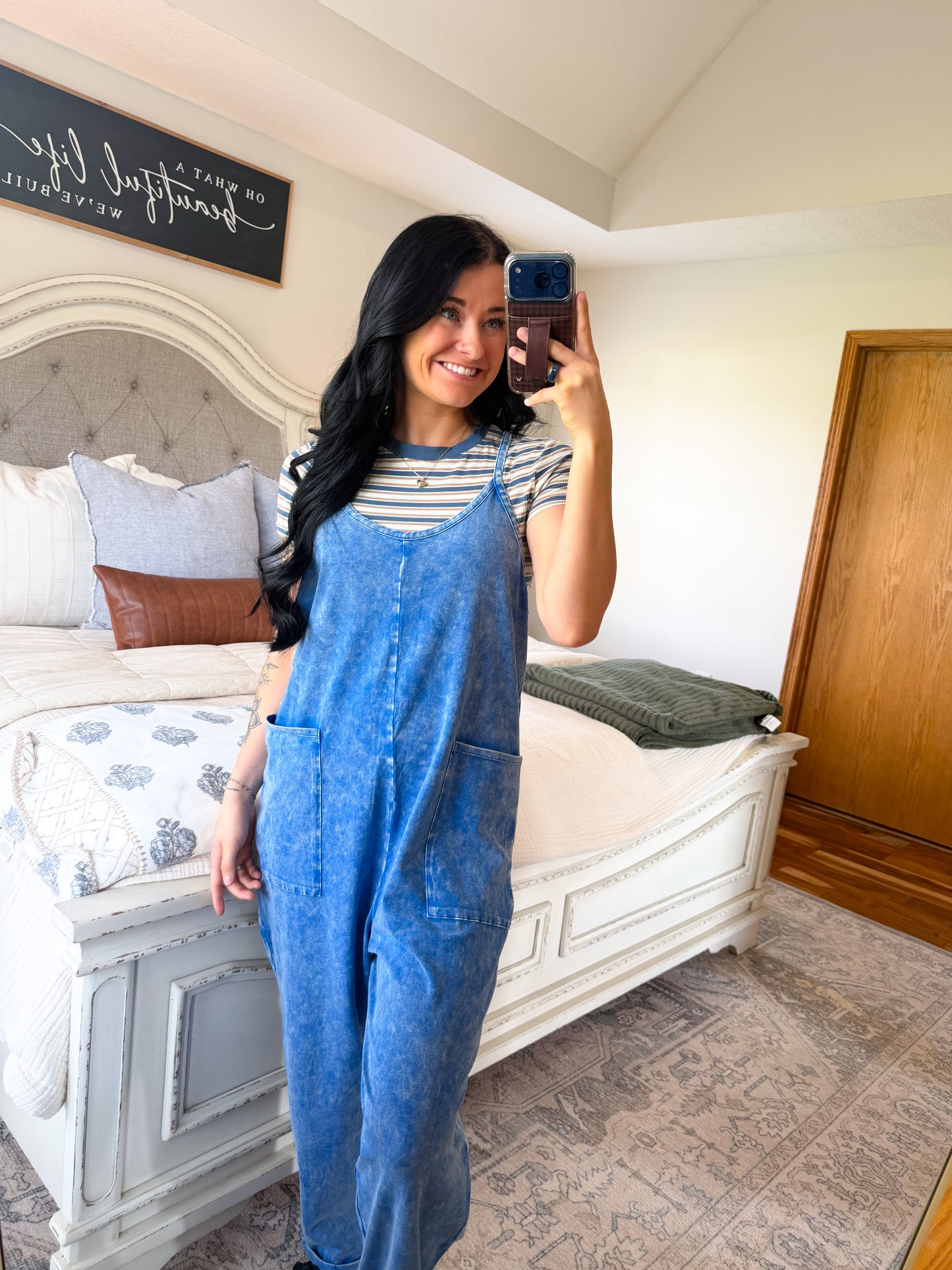 Hadley Mineral Washed Jumpsuit- Cool Blue