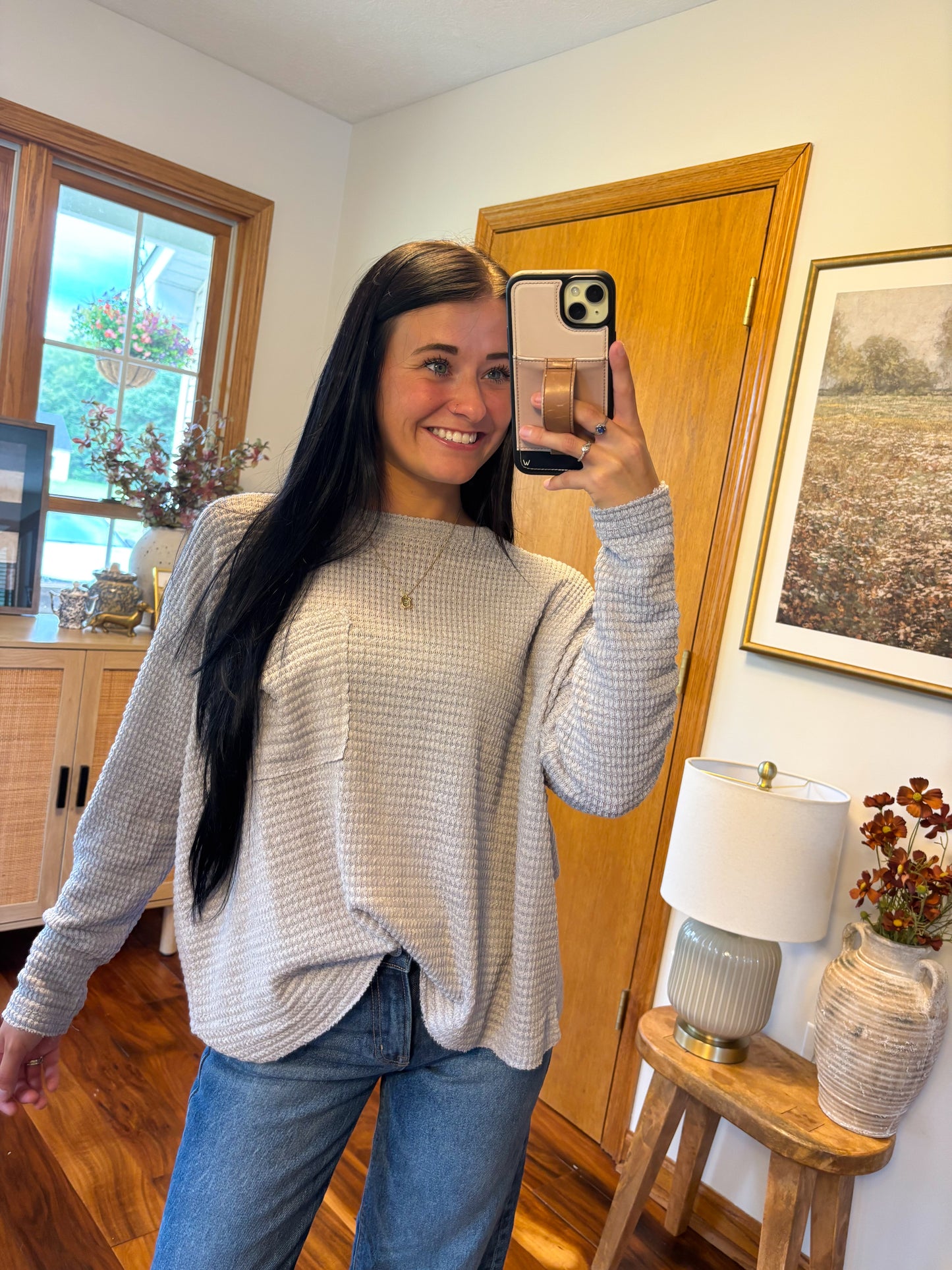 Everyday Basic Long Sleeve Top- Grey