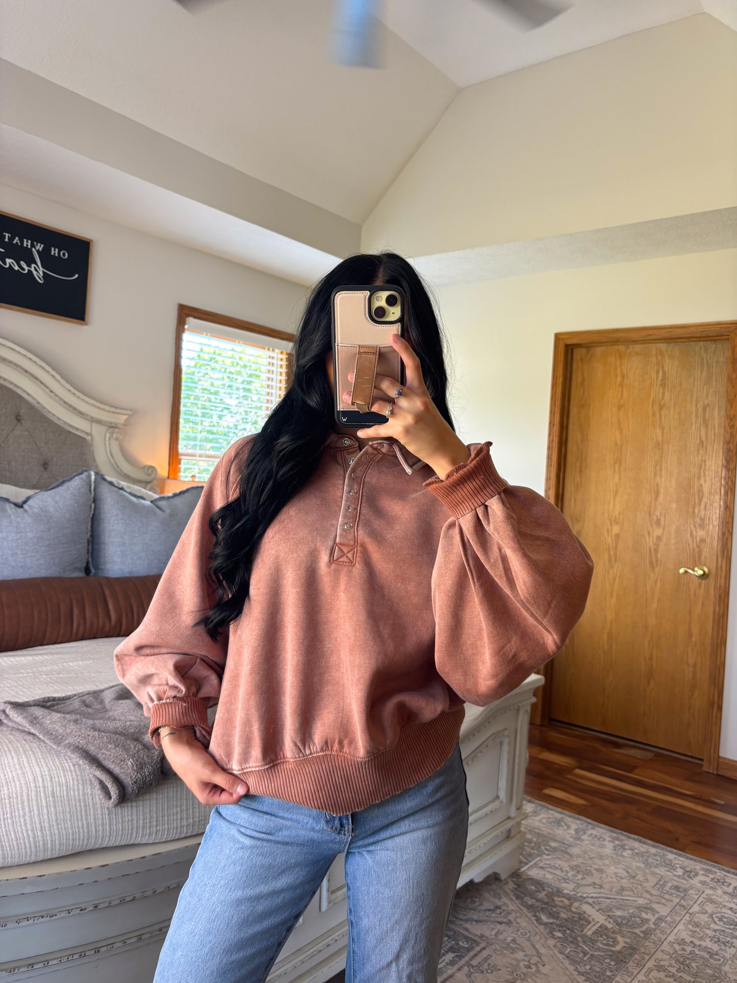 Blaire Fleece Pullover- Rust