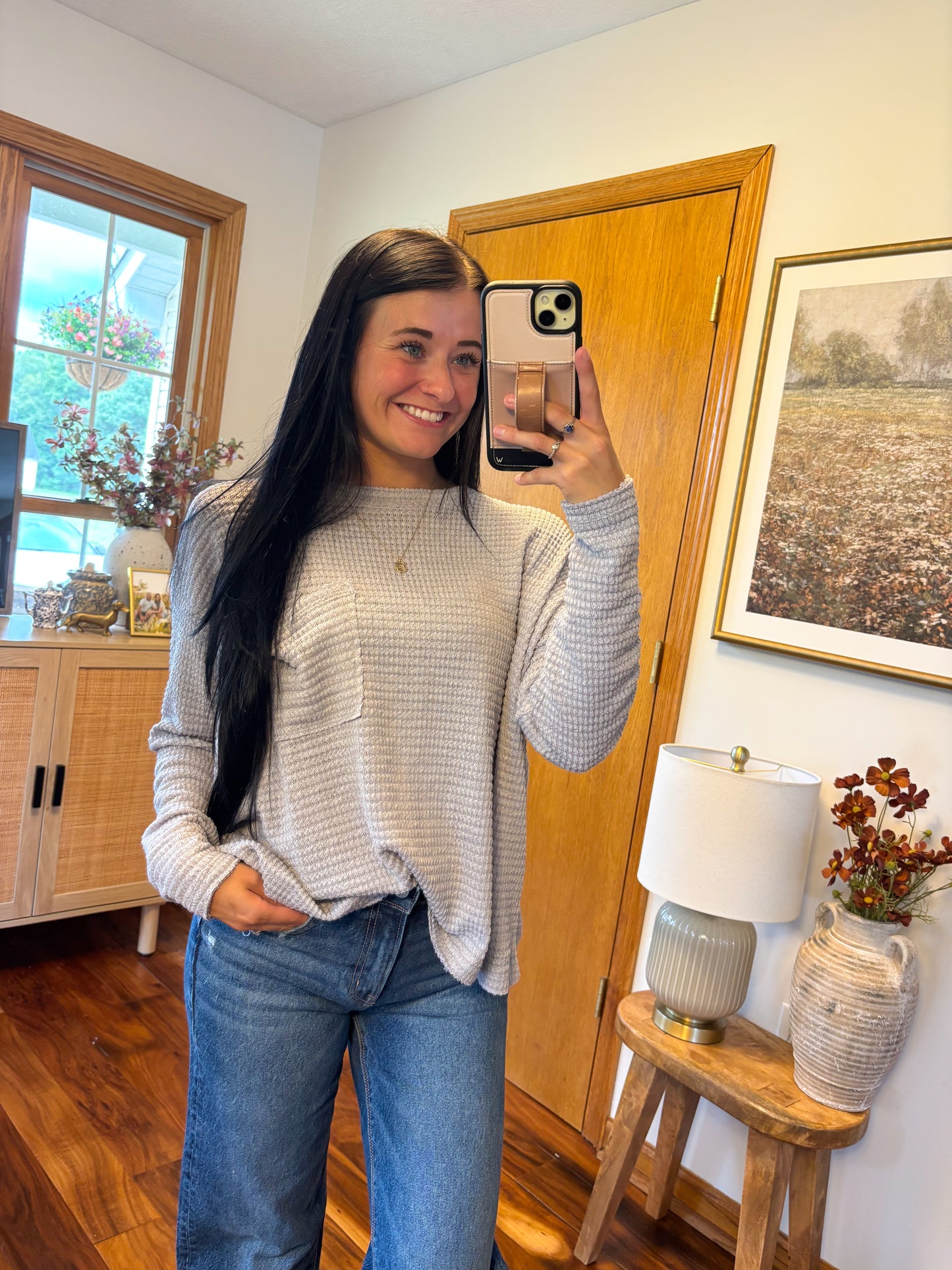 Everyday Basic Long Sleeve Top- Grey