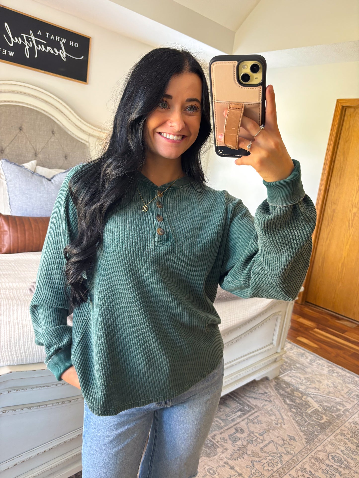 Lottie Henley Top- Hunter Green