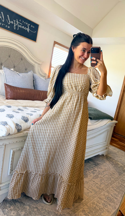 Harvest Gingham Maxi Dress