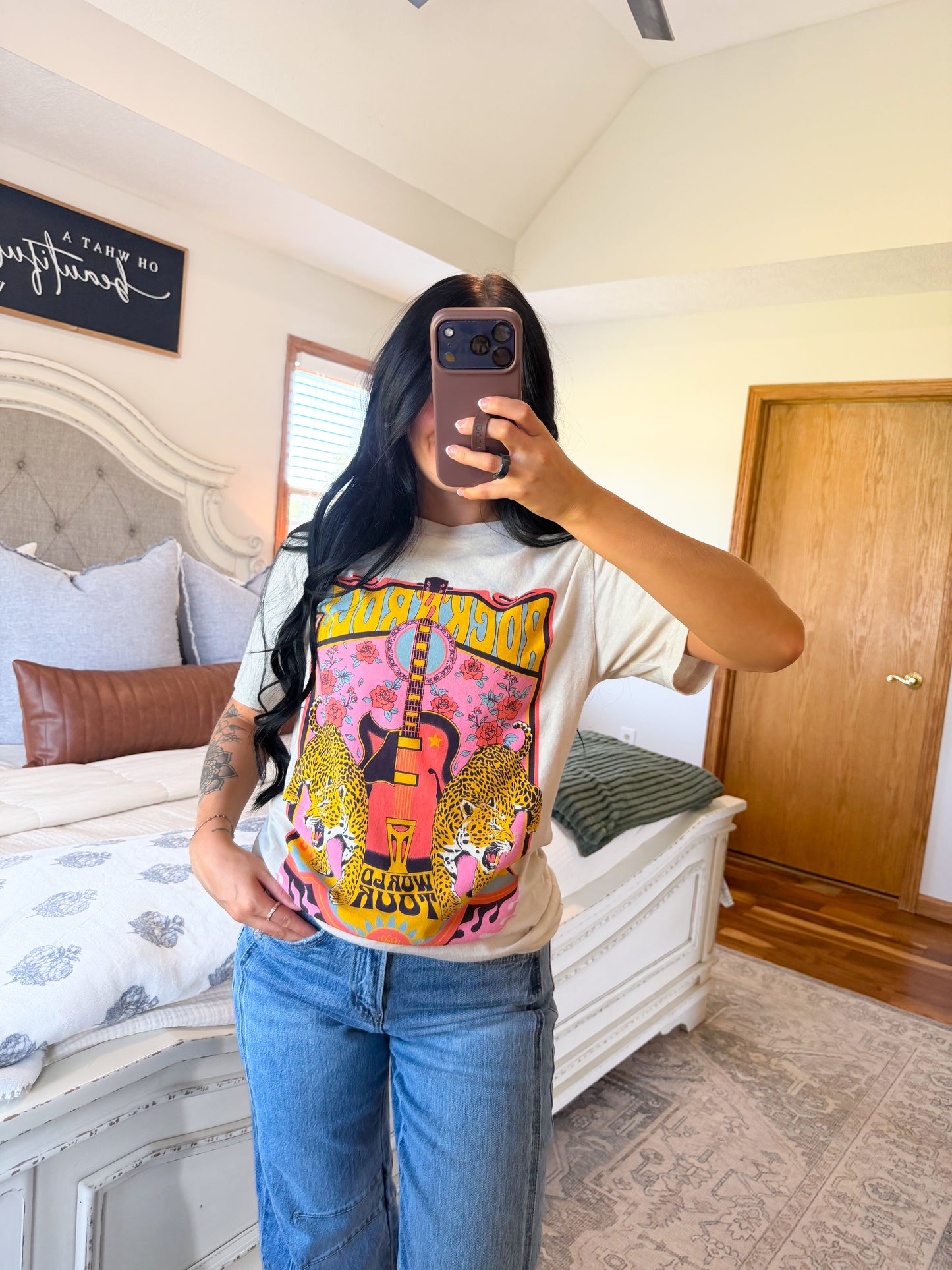 Rock N Roll Graphic Tee- Cream