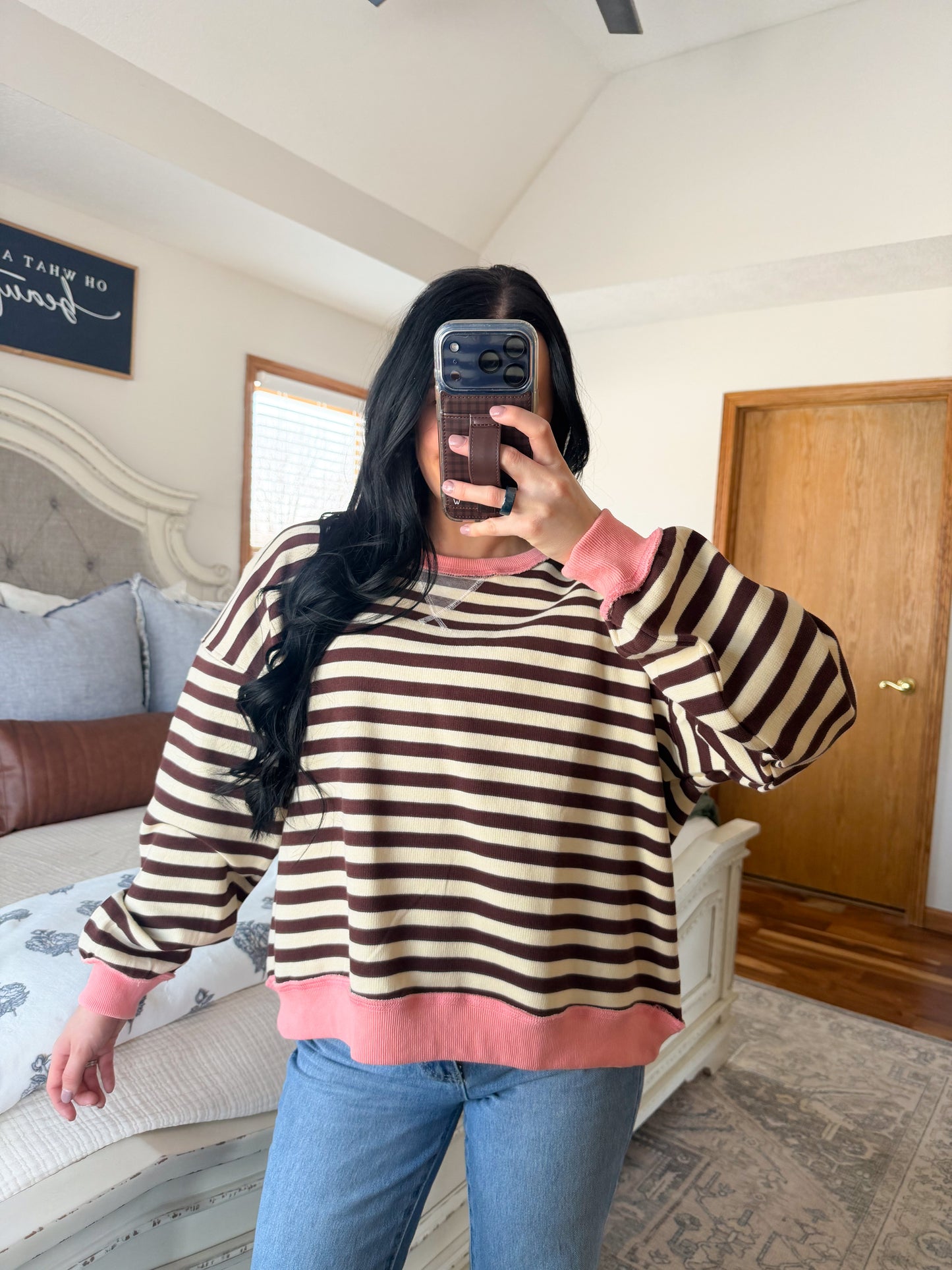 Pink Stripe Pullover