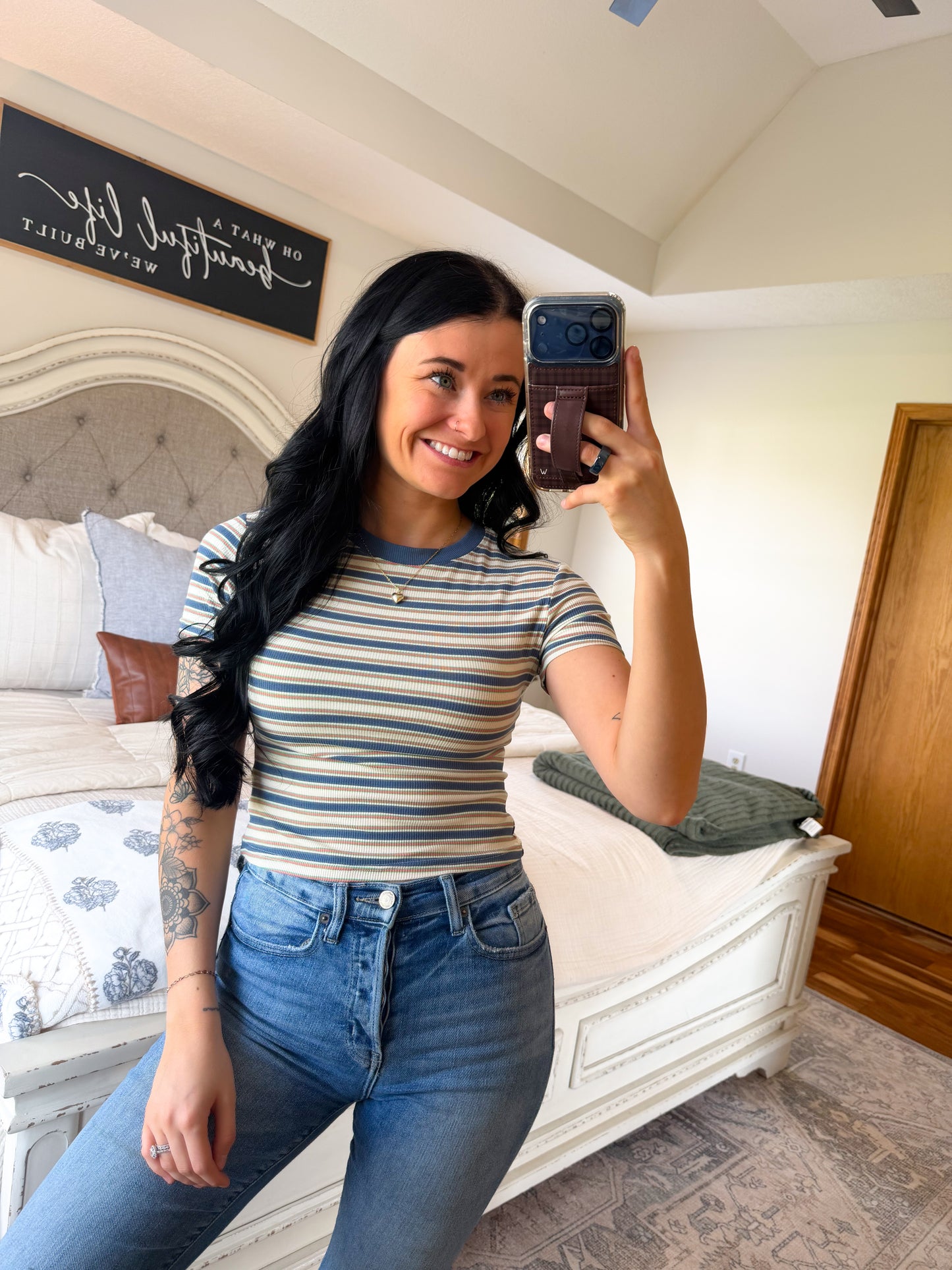 Striped Baby Tee- Blue