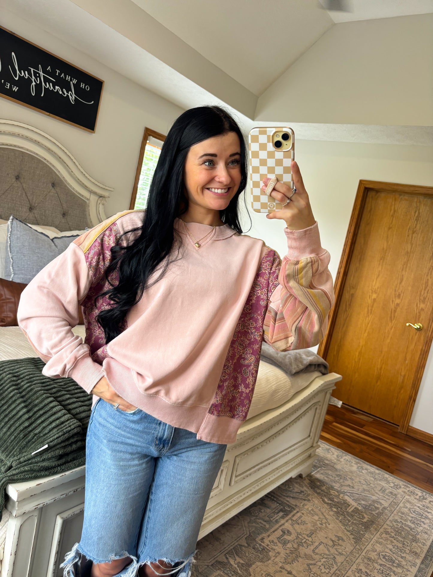 Pink Mixed Media Top