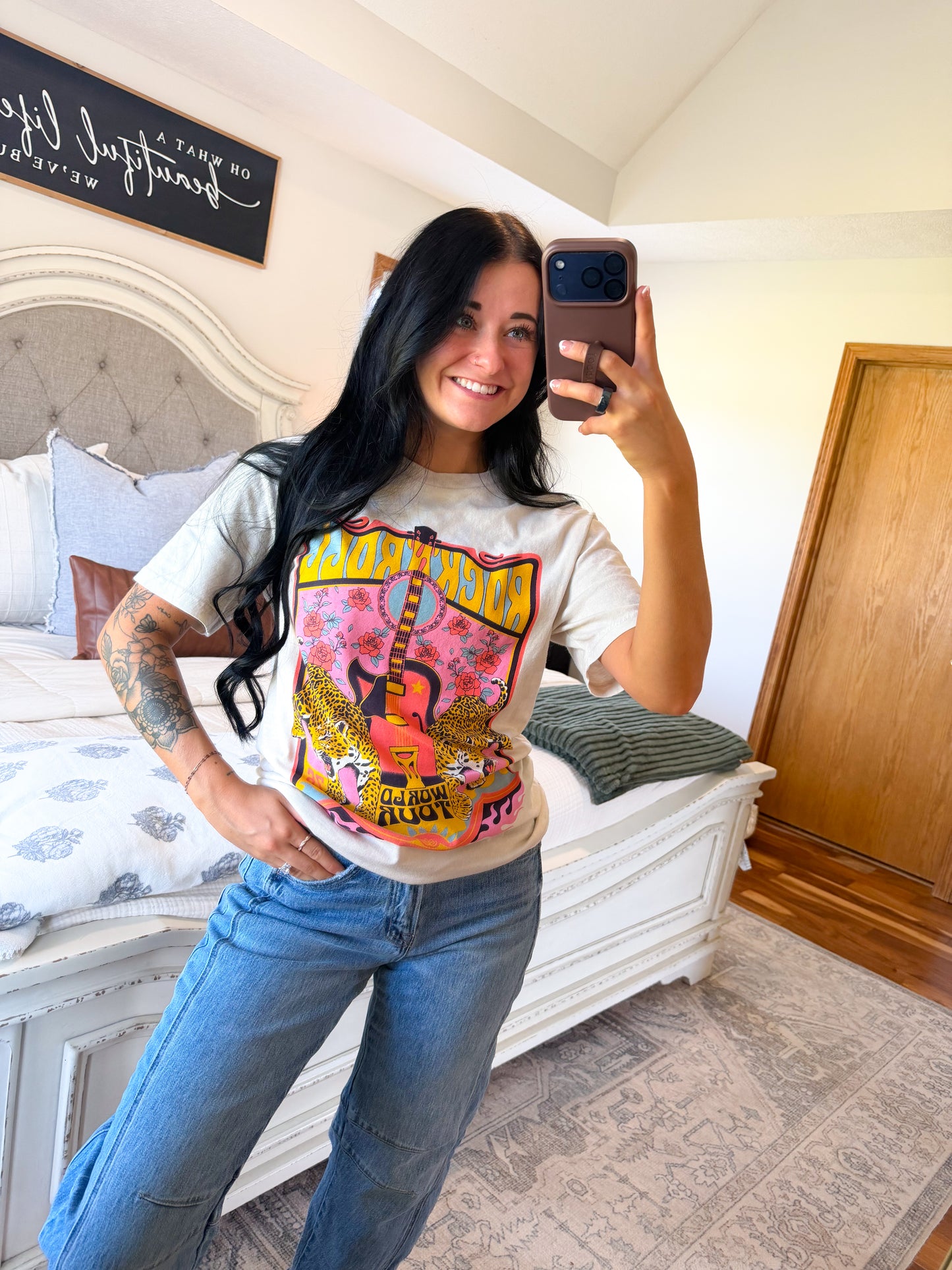 Rock N Roll Graphic Tee- Cream