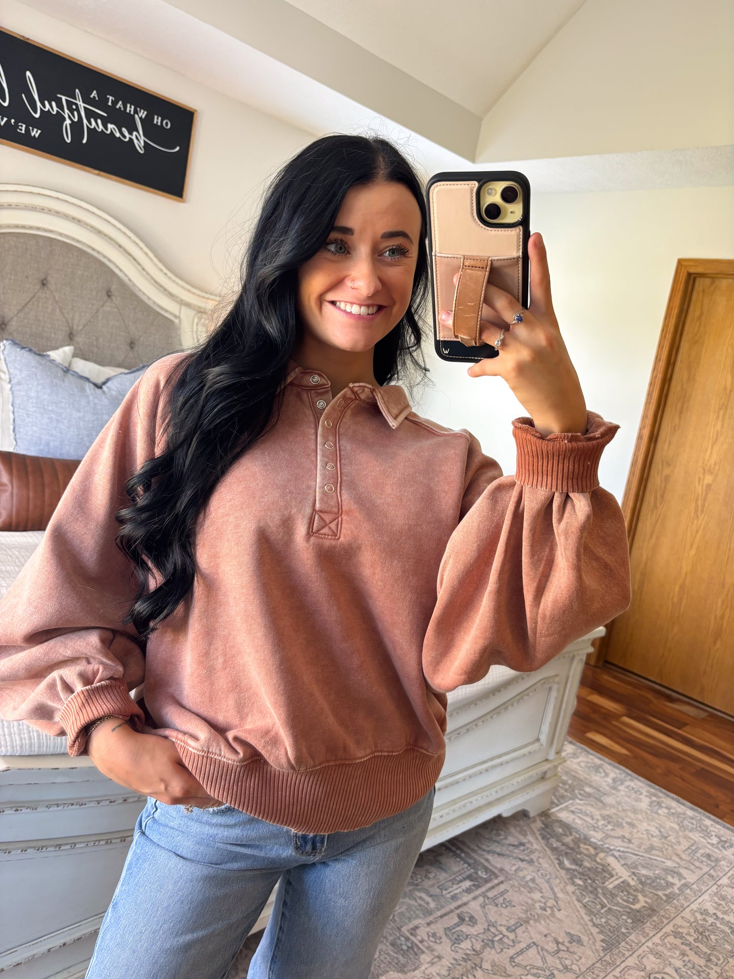 Blaire Fleece Pullover- Rust