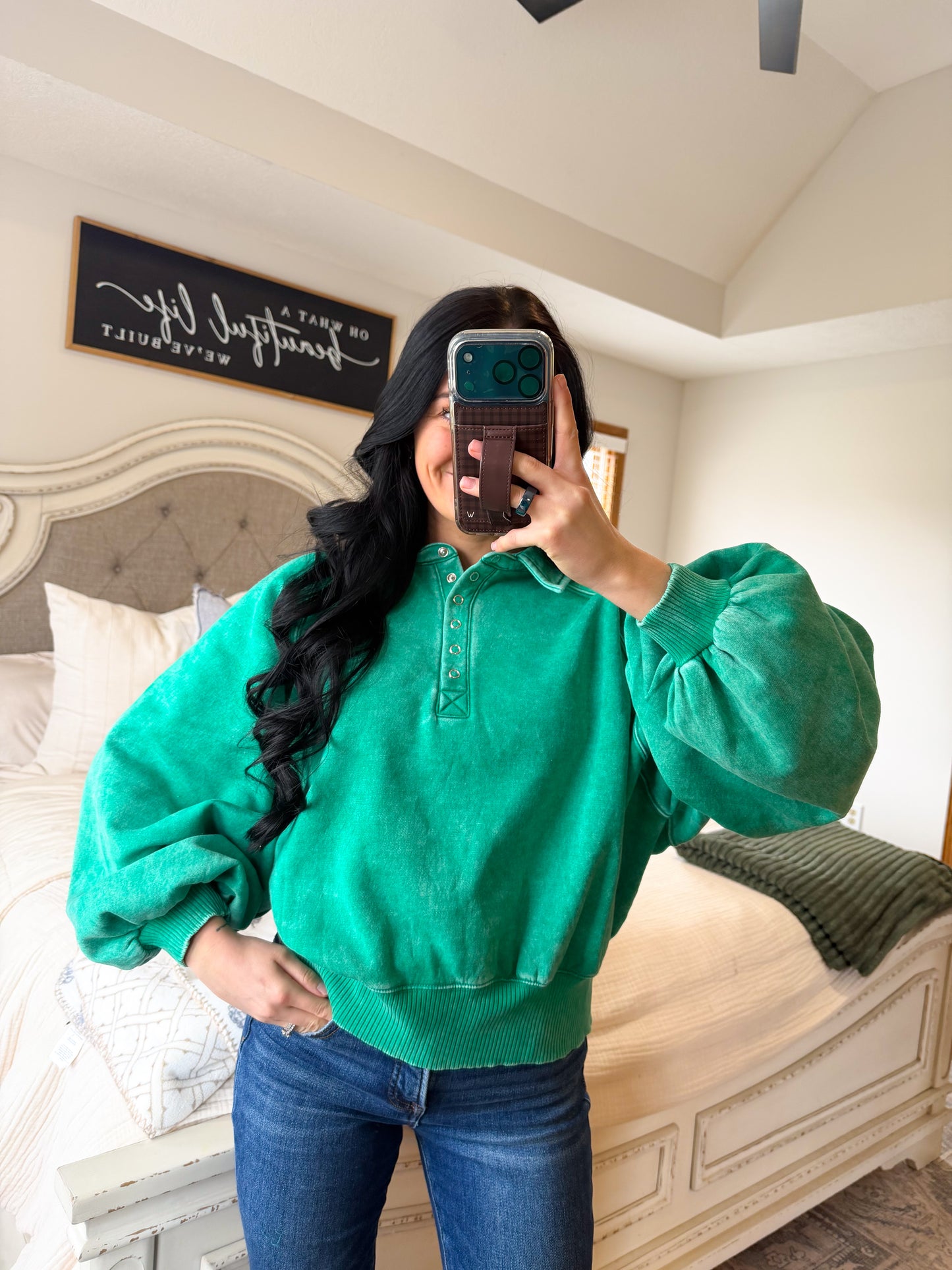 Blaire Fleece Pullover- Kelly Green